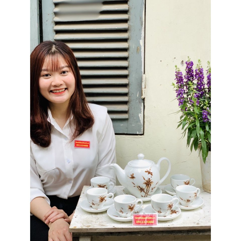 Bộ ấm chén họa tiết chuồn chuồn