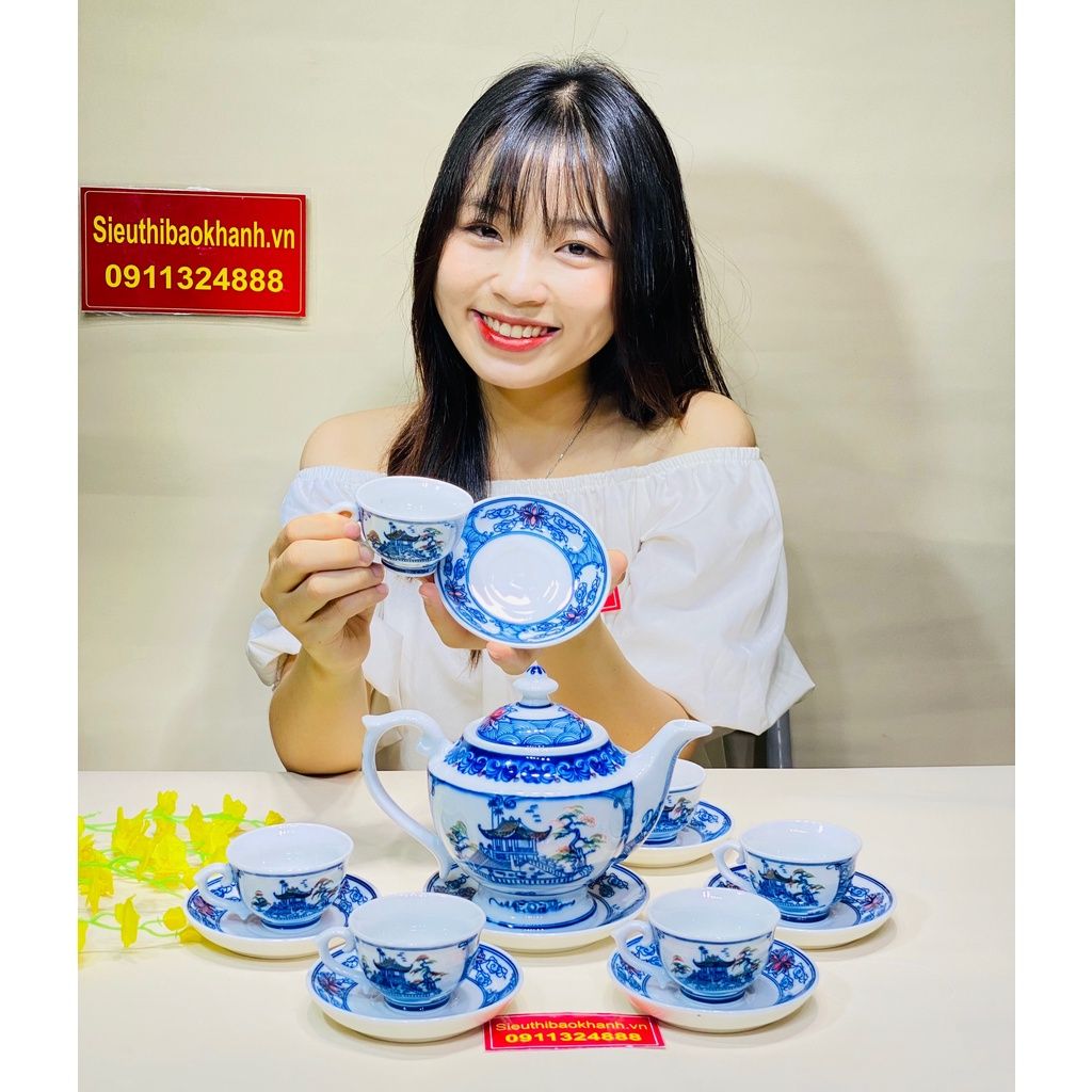Bộ ấm chén men trắng xuất xứ Bát Tràng