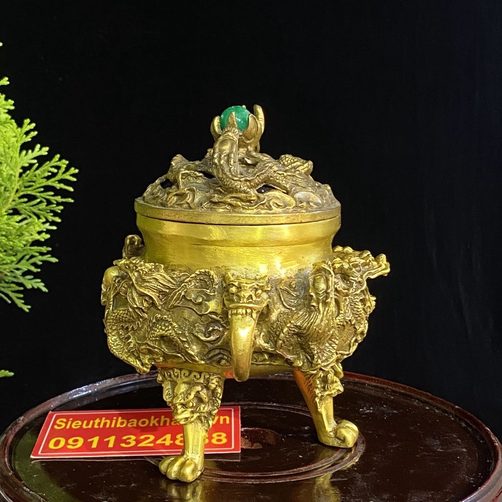 Xông trầm hương đồng quà tặng,đồ trang trí cao cấp 15cm -mỹ nghệ bảo khánh