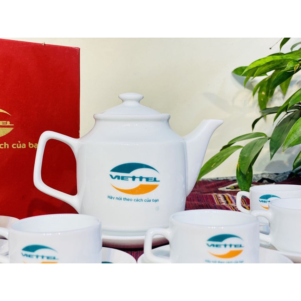 Bộ ấm chén,ấm trà men trắng Bát Tràng cao cấp chính hãng 350ml