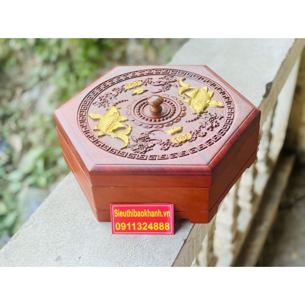  [ĐỒ DÙNG NGÀY TẾT]-Khay đựng bánh kẹo bằng gỗ hương thiết kế cao cấp 27cm-Siêu thị Bảo Khánh 