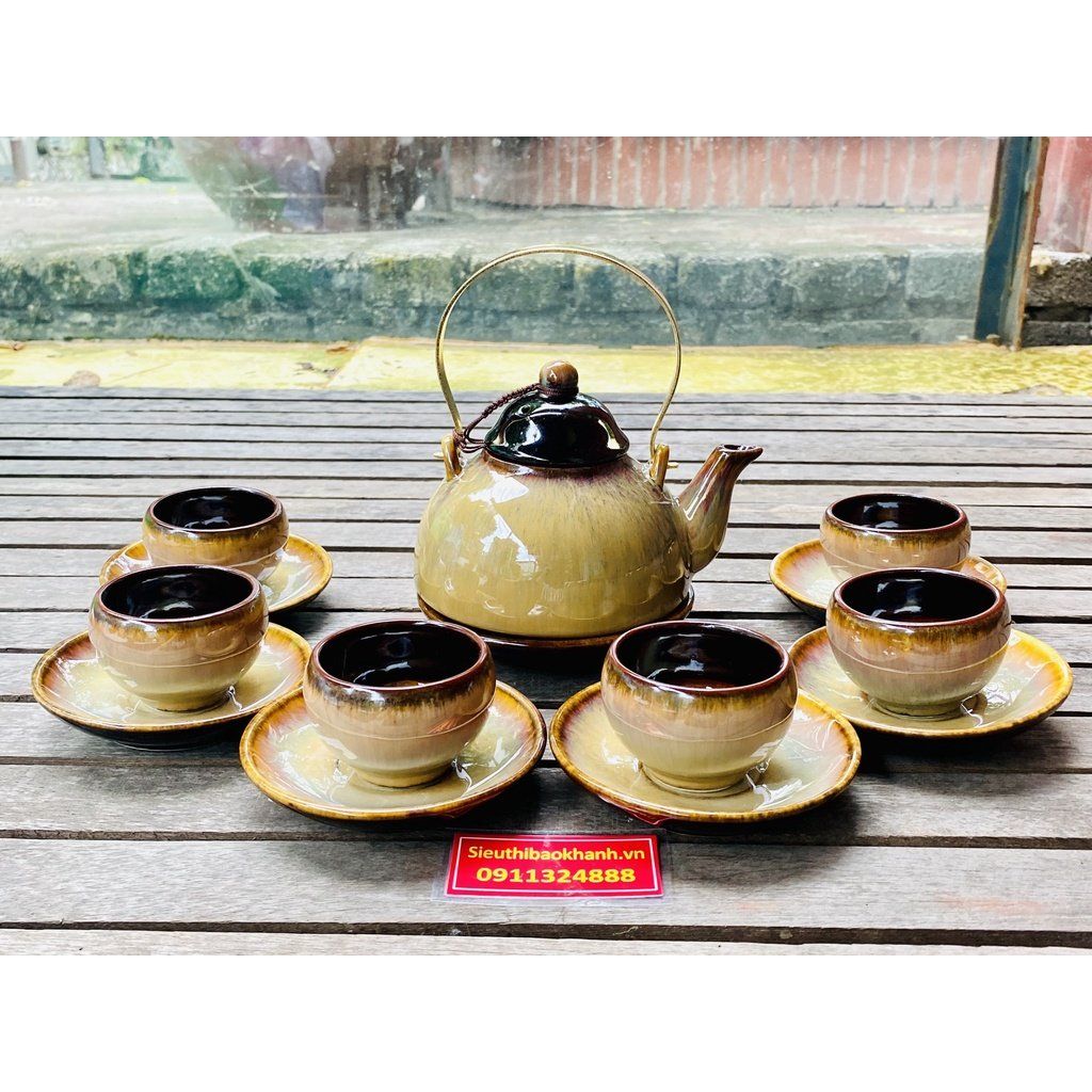 Bộ ấm chén hỏa biến gốm sứ Bát Tràng _SieuThiBaoKhanh