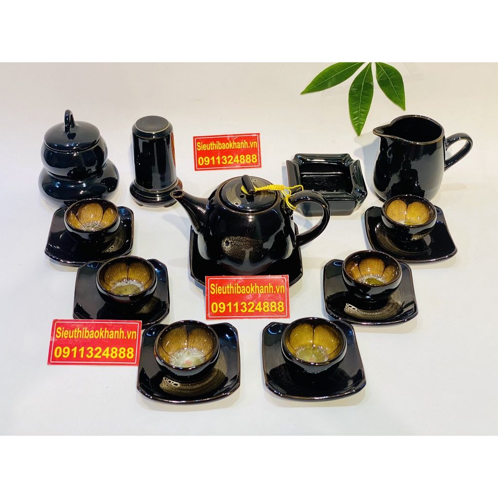 Bộ ấm chén Bát Tràng men hoả biến BKCE-002520VN-0010