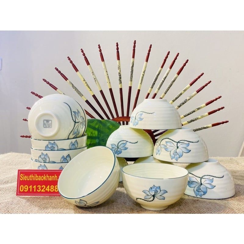 Bộ bát ăn cơm dưỡng sinh hoa sen