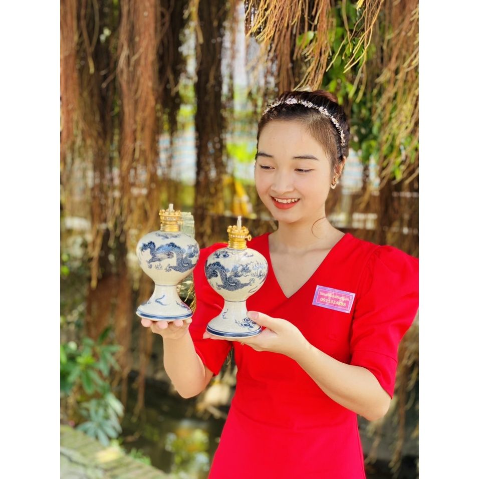 Chân đèn dầu họa tiết rồng -Siêu thị Bảo Khánh