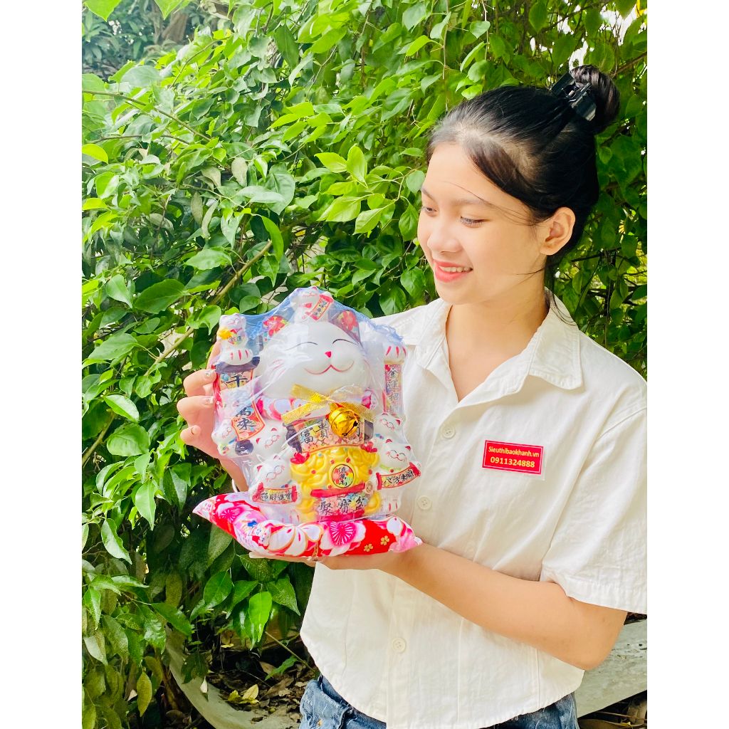 Tượng Mèo Thần Tài Khí Mãn 25cm