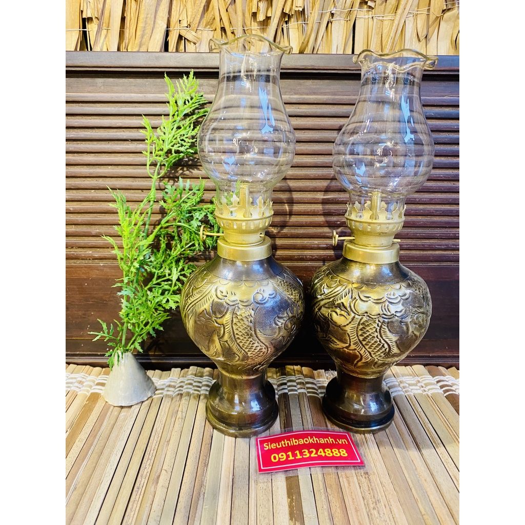 Cặp đèn thờ đồng nguyên chất