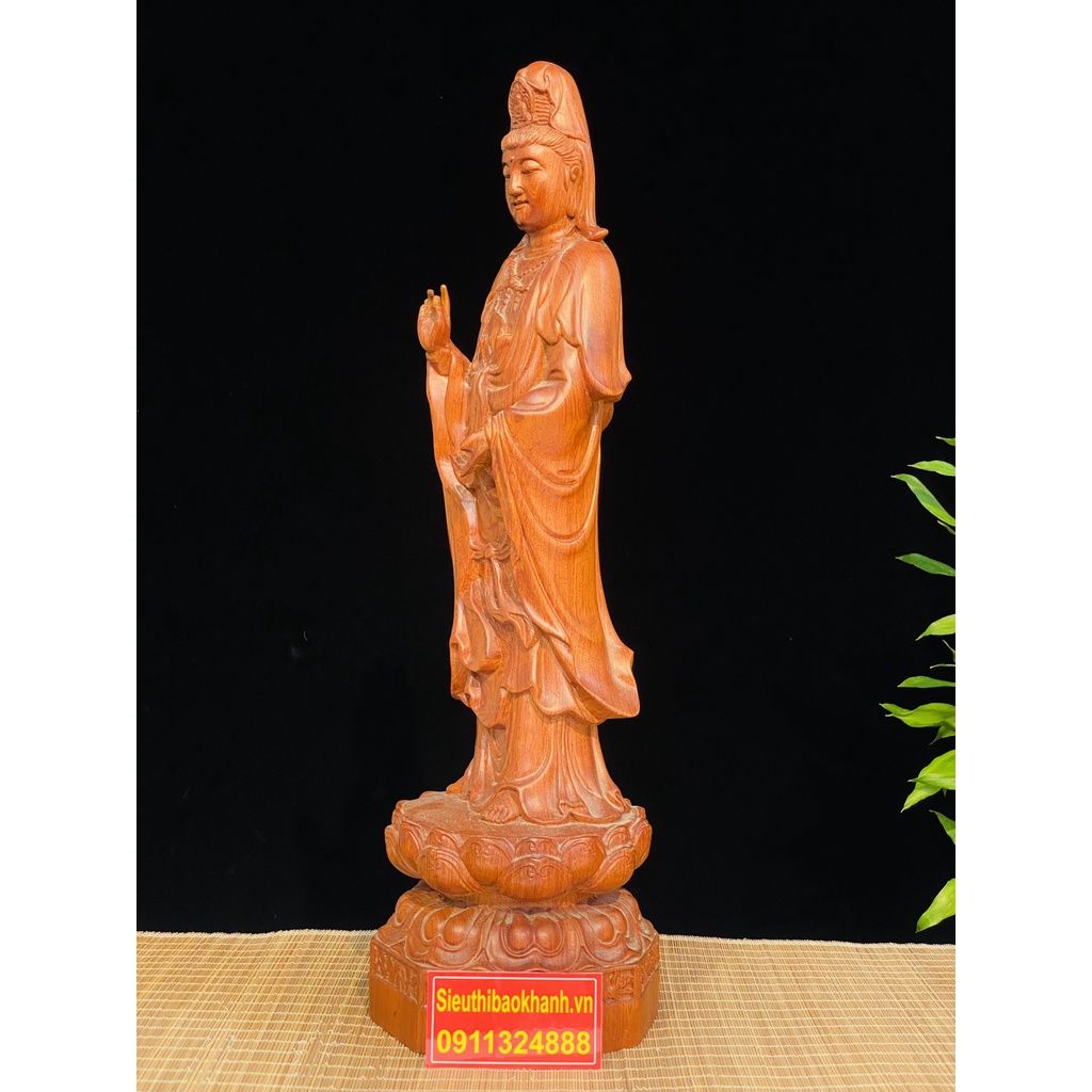 Tượng Phật Bà Quan Thế Âm Bồ Tát gỗ hương 50cm