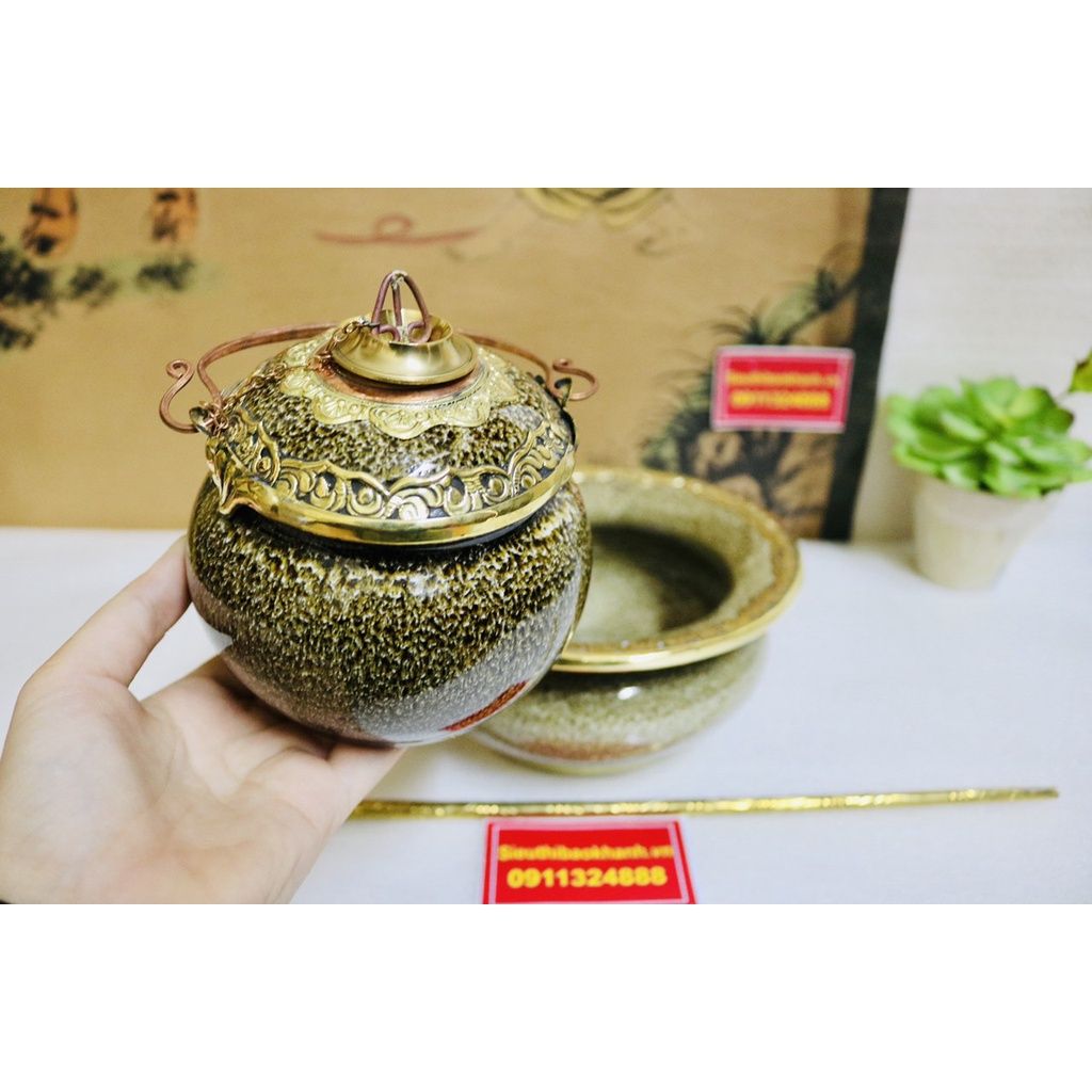 Điếu Bát men hỏa biến Bát Tràng chính hãng