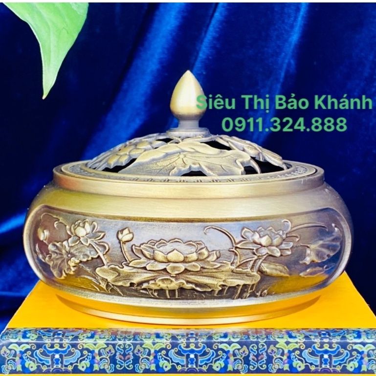 Xông Trầm,dụng cụ đốt Trầm chất liệu đồng vàng cao cấp 8cm