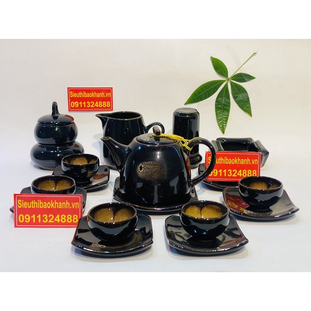 Bộ ấm chén Bát Tràng men hoả biến BKCE-002520VN-0010
