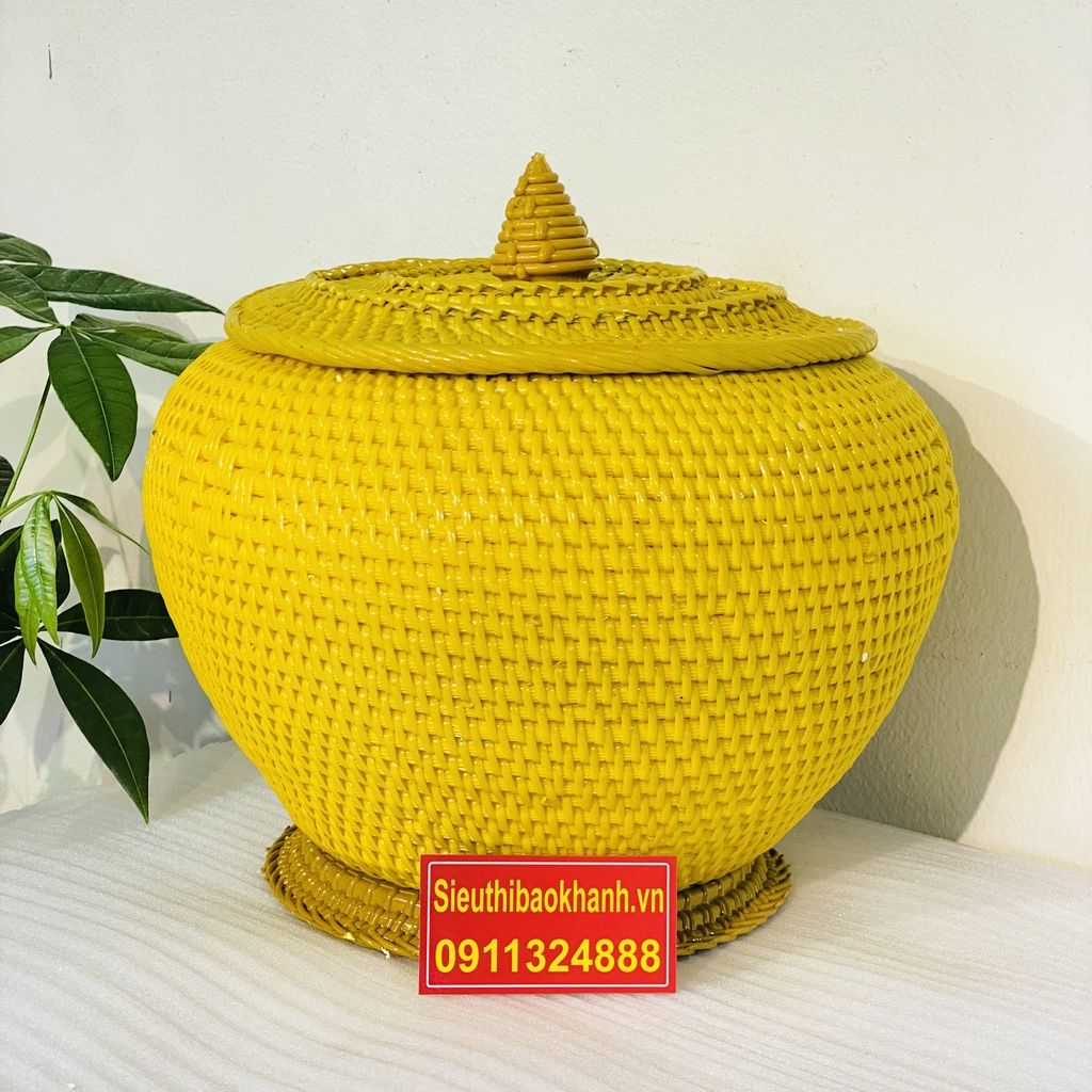 GIÀNH Ủ TÍCH NHỰA GIẢ MÂY TRE ĐAN 25CM-MỸ NGHỆ BẢO KHÁNH