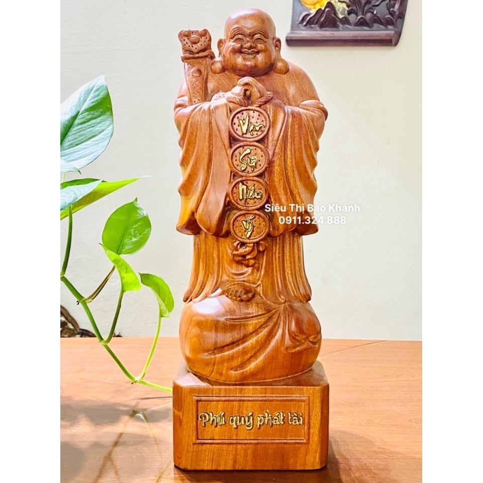 Di Lặc chúc phúc Đế Phú Quý Phát Tài gỗ hương