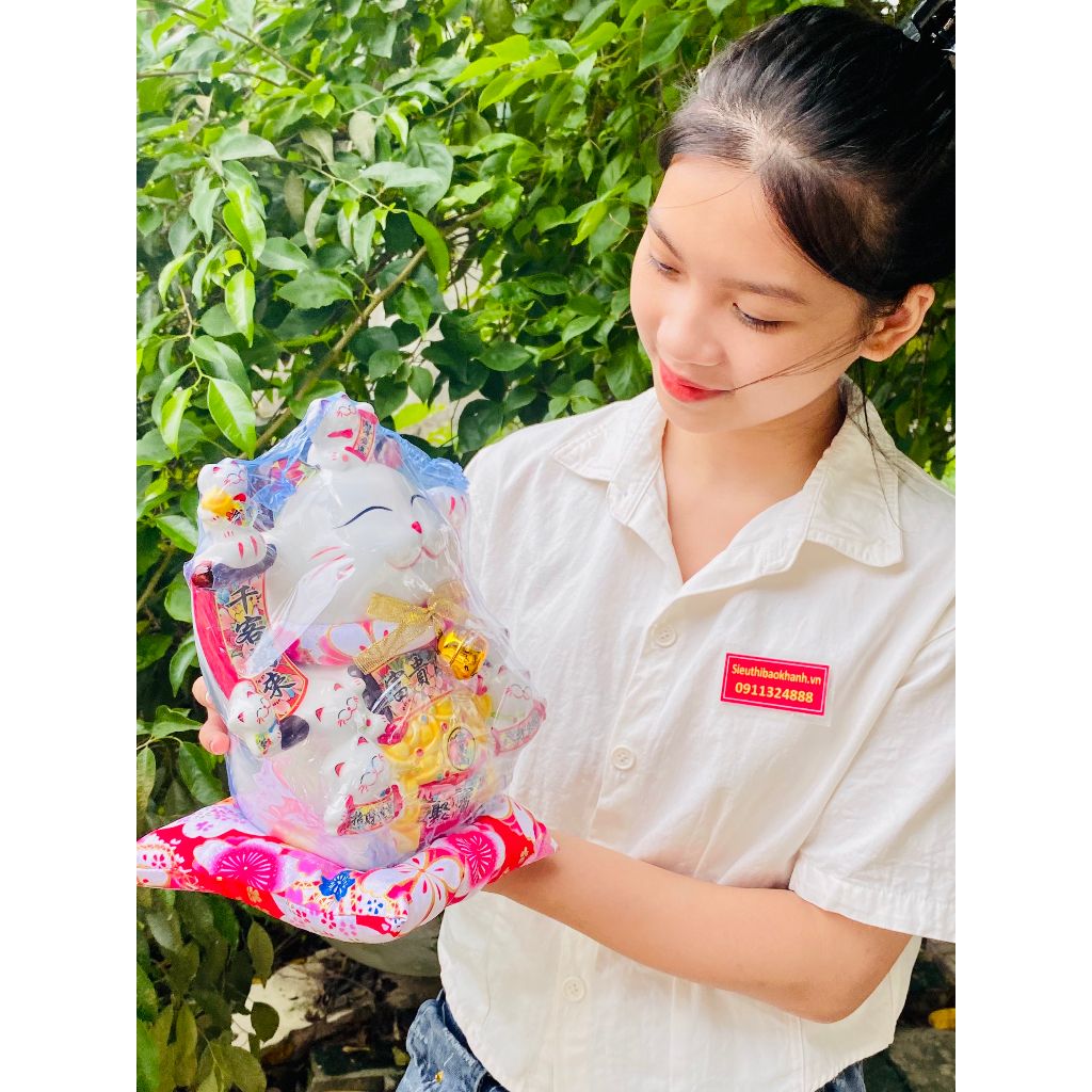Tượng Mèo Thần Tài Khí Mãn 25cm