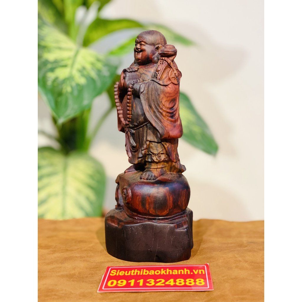 Tượng Di Lặc Bồ Tát gỗ Trắc tự nhiên-Mỹ Nghệ Bảo Khánh 20cm 