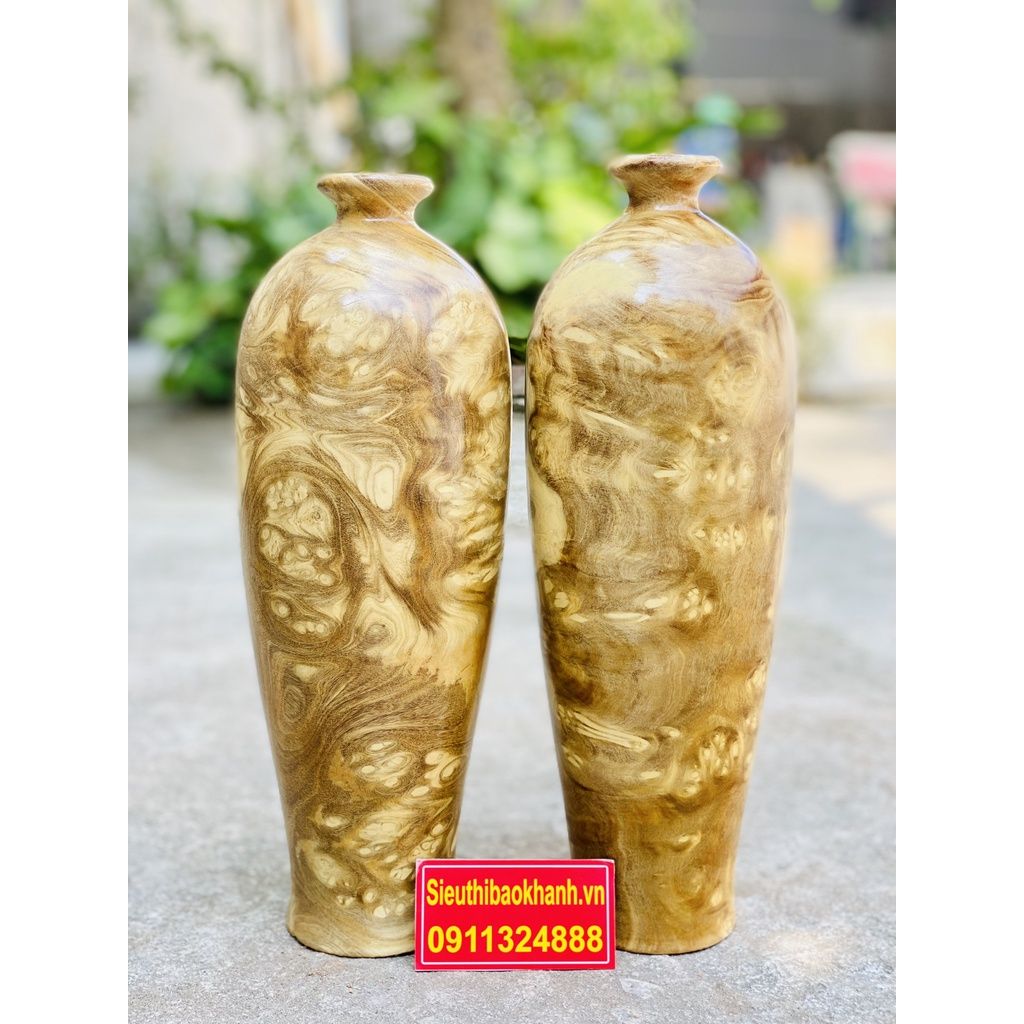  Cặp lục bình gỗ Nu Nghiến 30cm-Mỹ Nghệ Bảo Khánh 