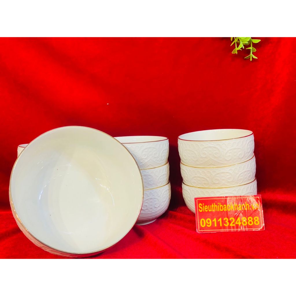 Bộ mười bát ăn họa tiết in nổi