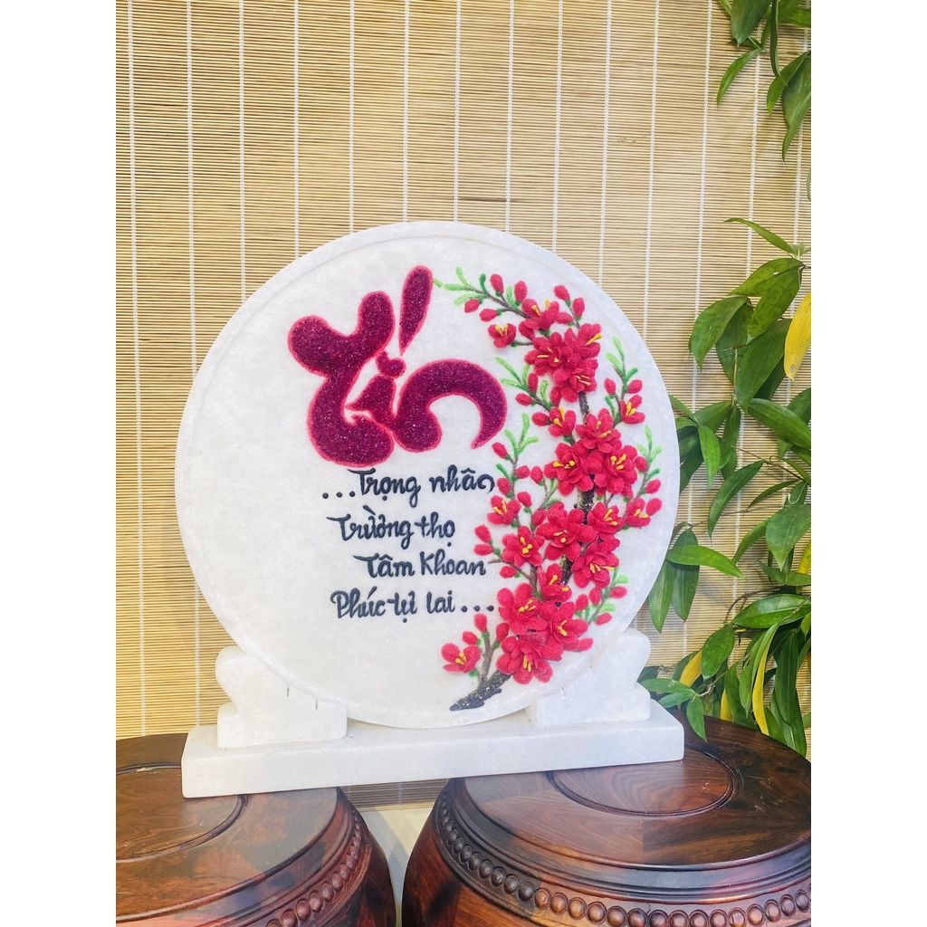 ĐĨA ĐÁ CẢNH NẠM CHỮ TÍN CAO CẤP 40CM-MỸ NGHỆ BẢO KHÁNH