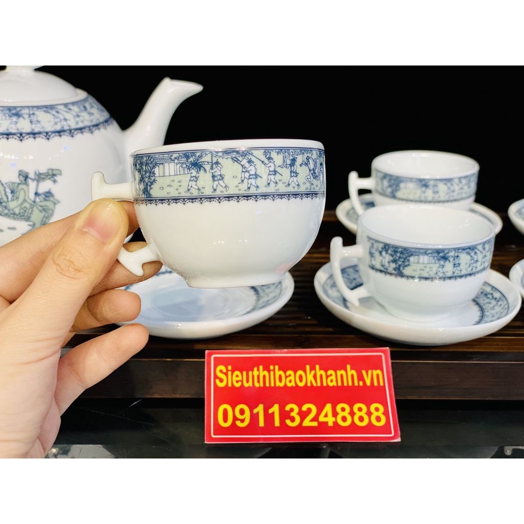 Bộ ấm chén Bát Tràng cao cấp,Bền,Đẹp,chính hãng 350ml