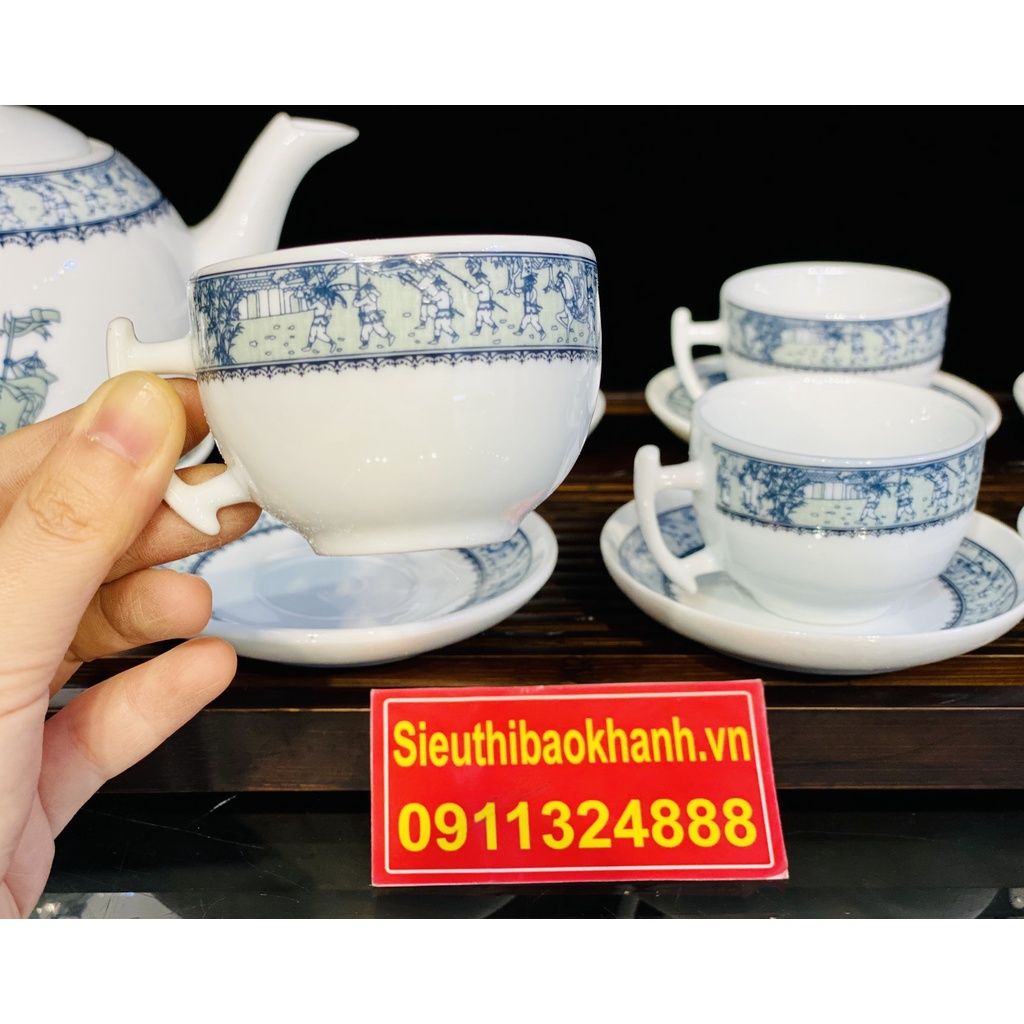 Bộ ấm chén Bát Tràng cao cấp,Bền,Đẹp,chính hãng 350ml