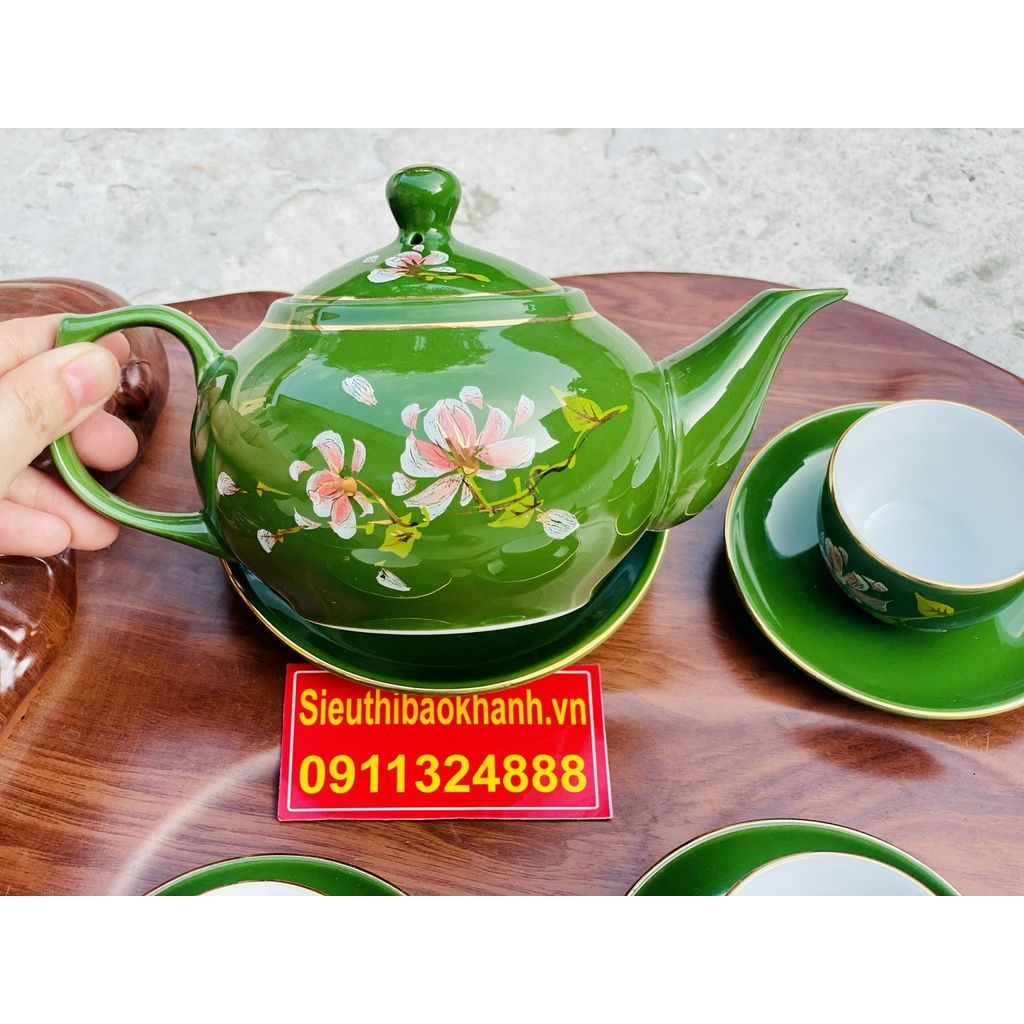 Bộ ấm chén họa tiết hoa sen