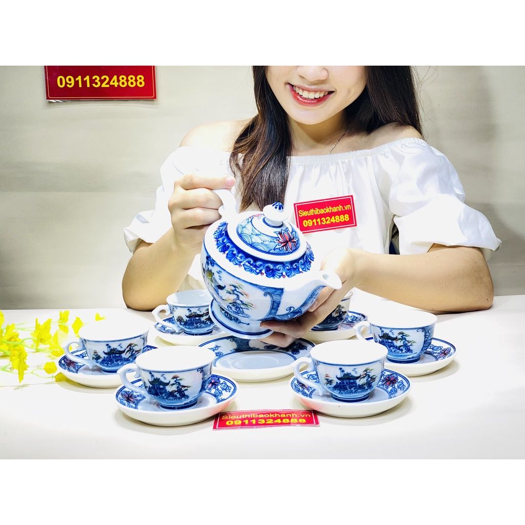 Bộ ấm chén men trắng xuất xứ Bát Tràng