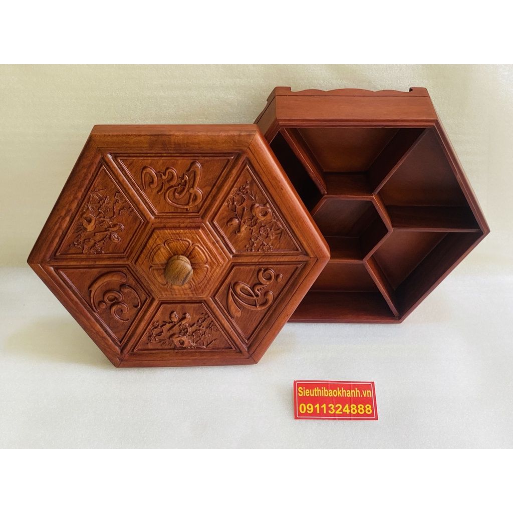 Khay đựng bánh kẹo tết bằng gỗ thiết kế cao cấp 31cm