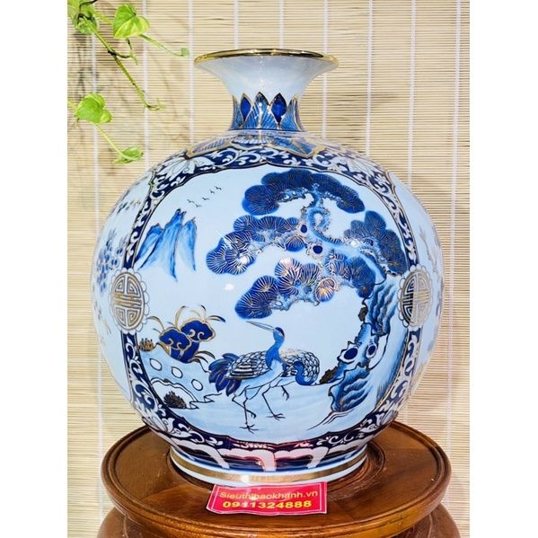 Bình gốm Bát Tràng tứ quý cực đẹp cao 40 cm