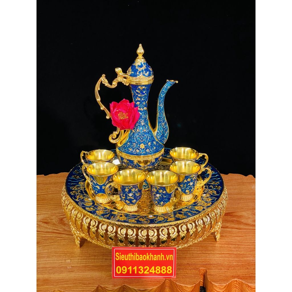 Bộ ấm chén đồng quà tặng,trang trí dáng hoàng gia