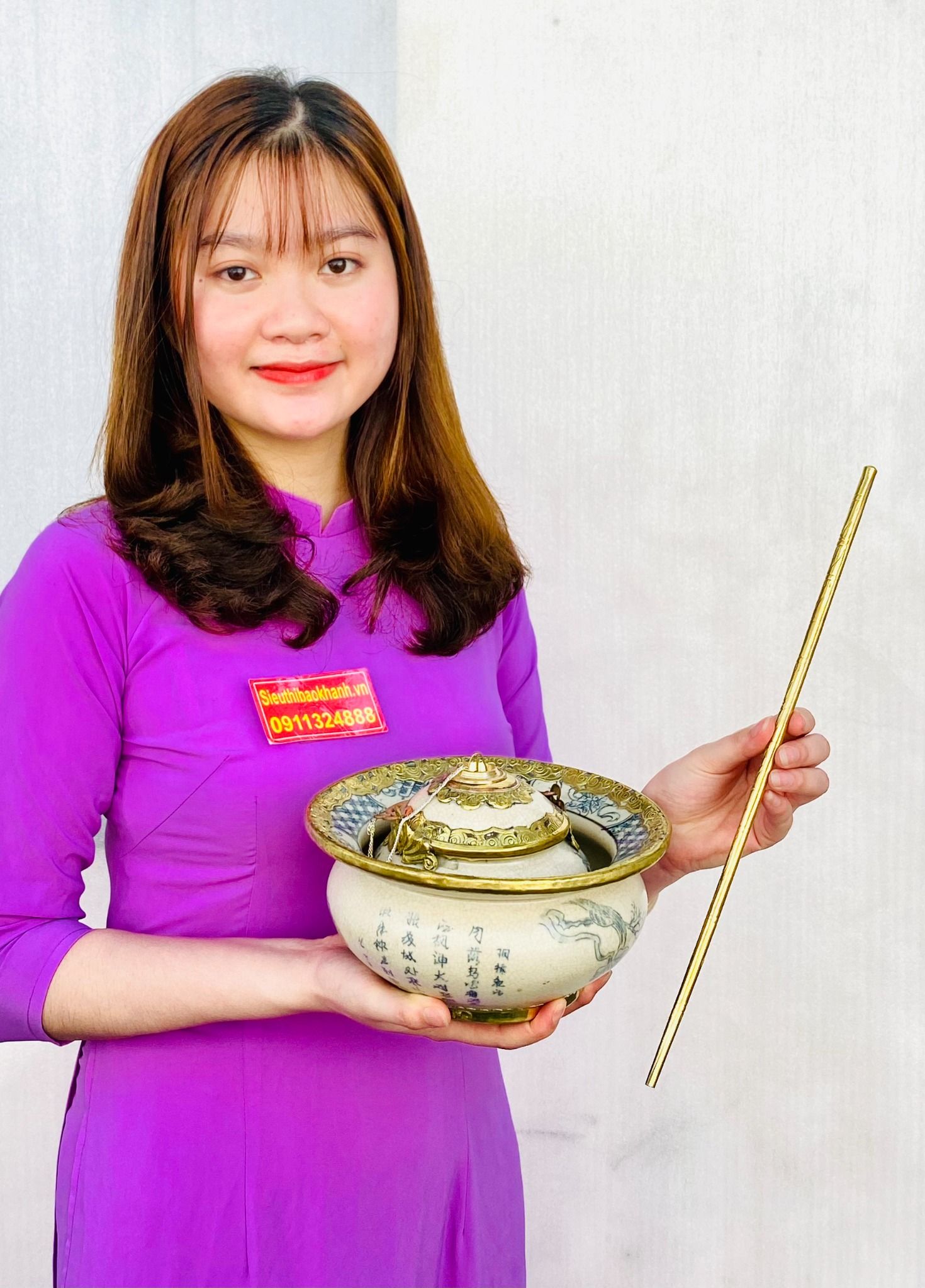 Bộ điếu bát men rạn Bát Tràng tranh cổ Trung Hoa BKCE-001360VN-1432