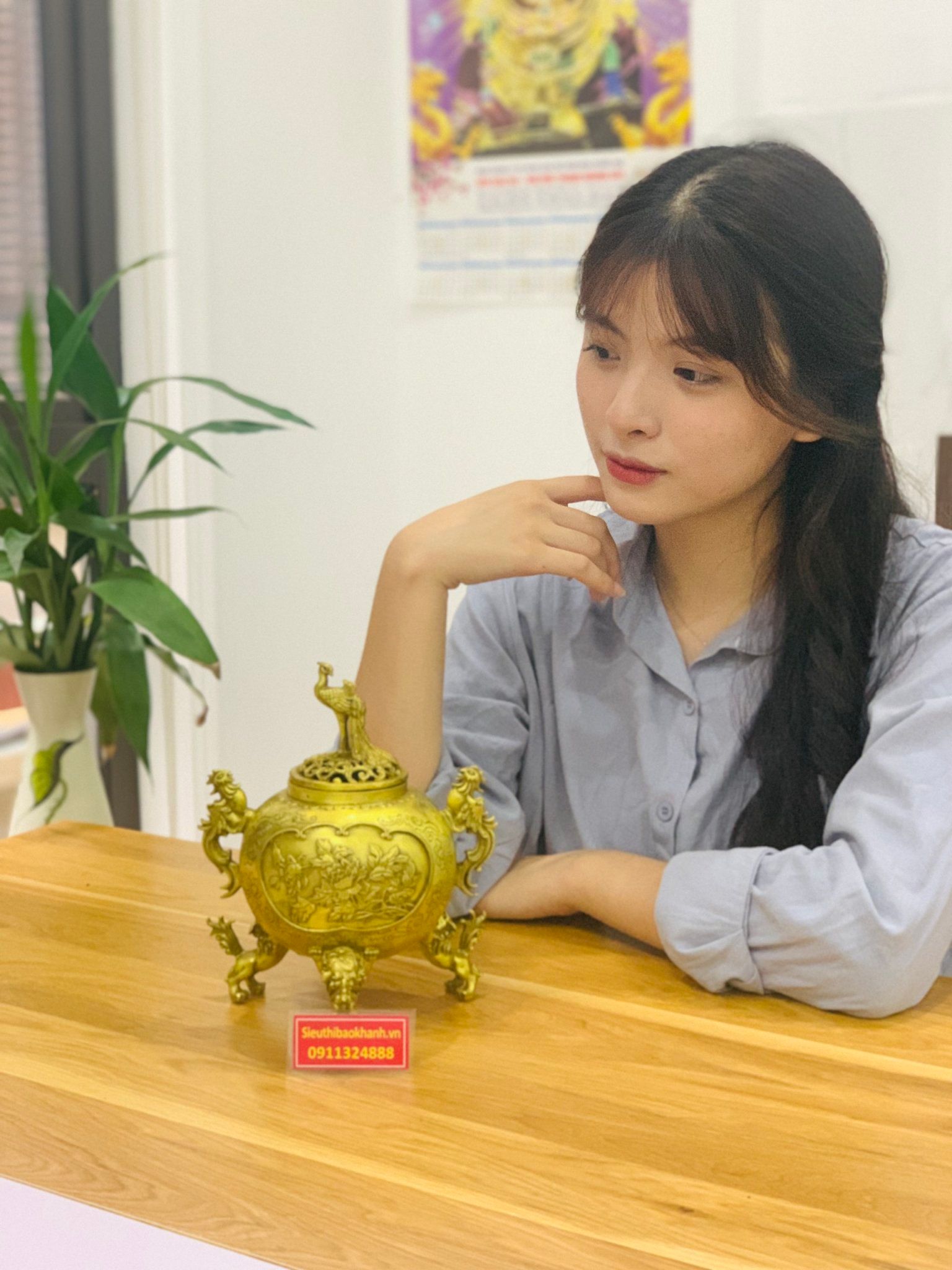 Lư Trầm Phượng Hoàng Đồng Nguyên Chất Cao Cấp