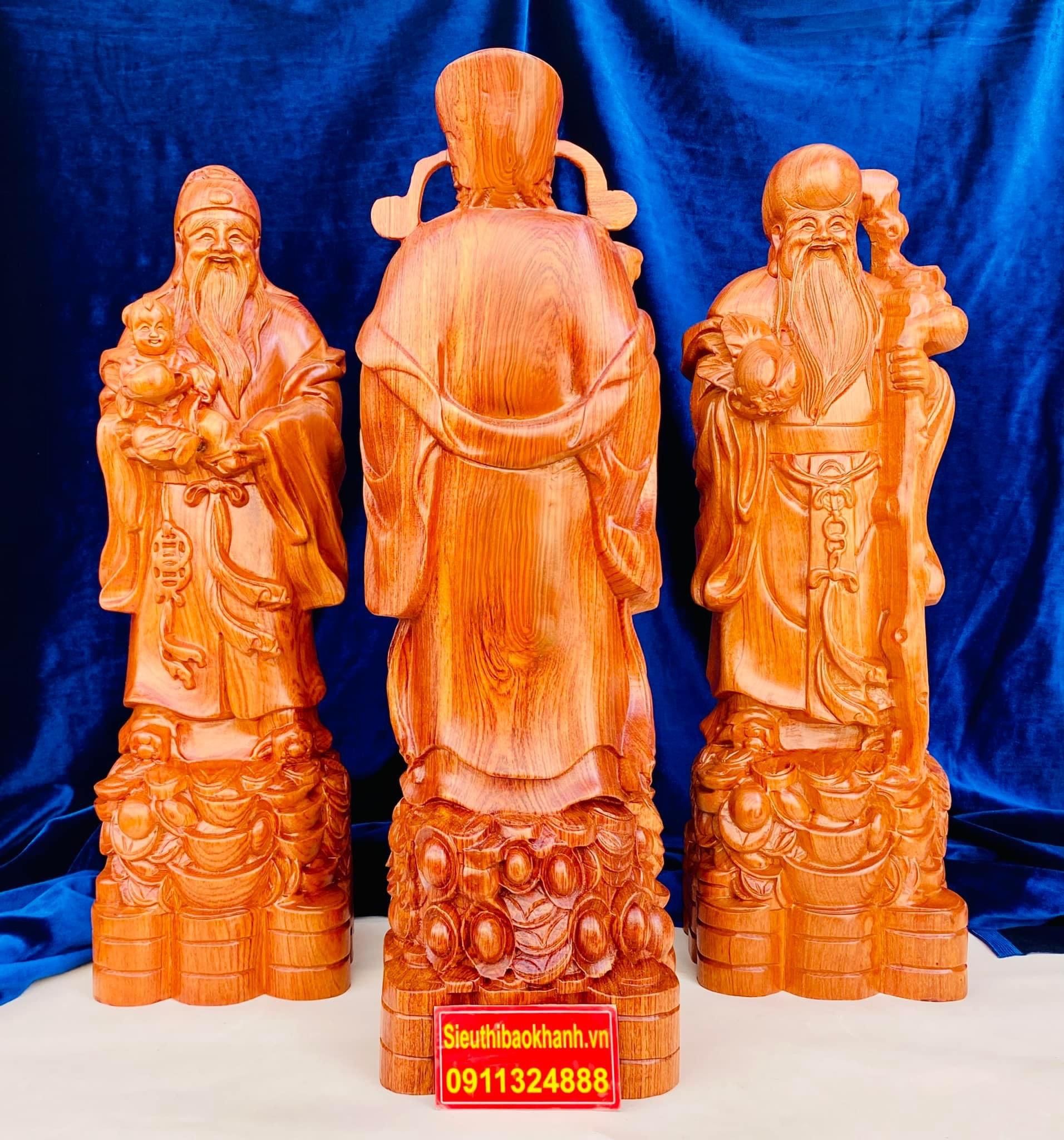  Bộ tượng gỗ Tam Đa Phúc Lộc Thọ cao cấp, cao 40cm 