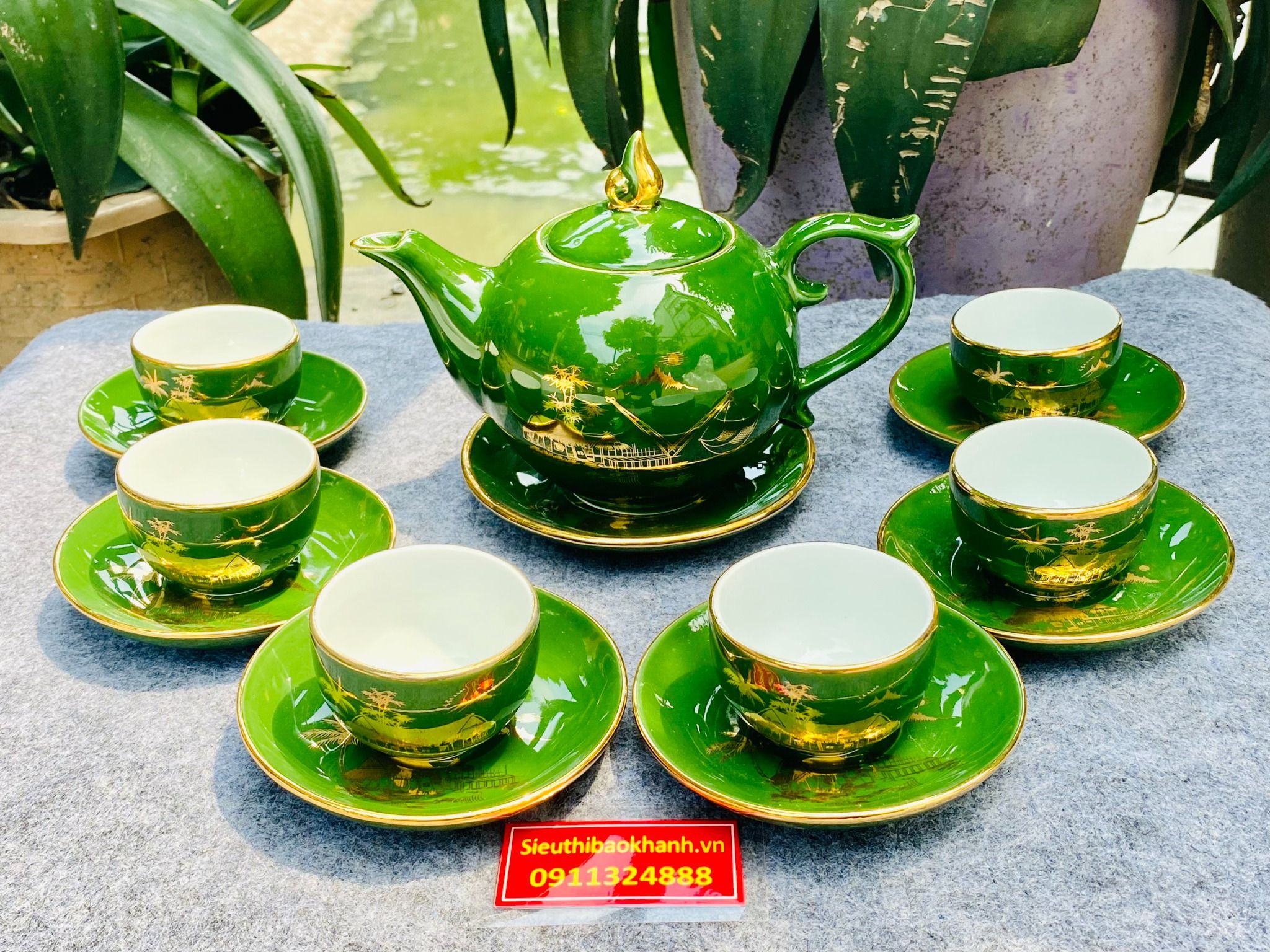 Bộ Ấm Chén Làng Quê Vẽ Vàng