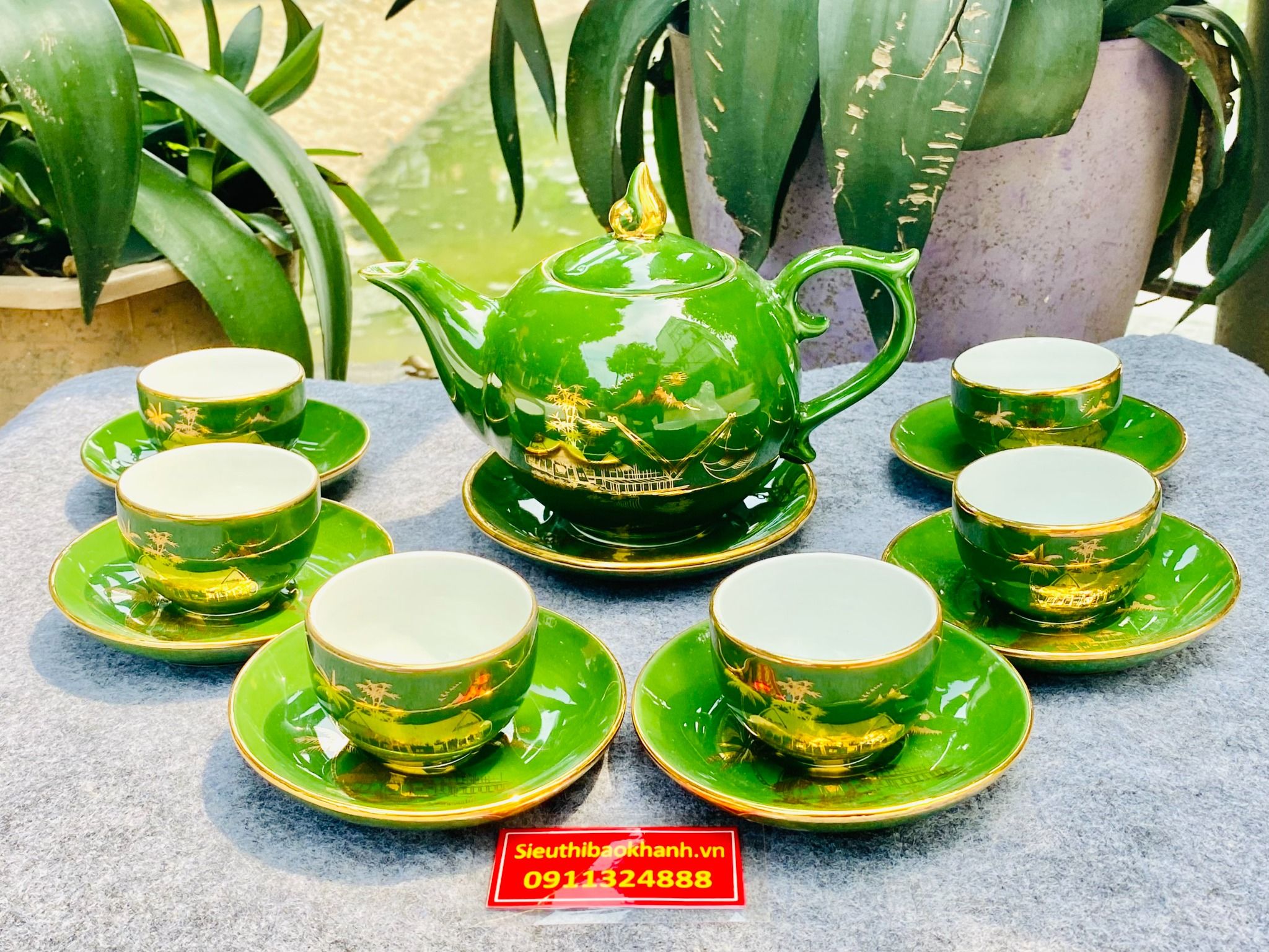Bộ Ấm Chén Làng Quê Vẽ Vàng