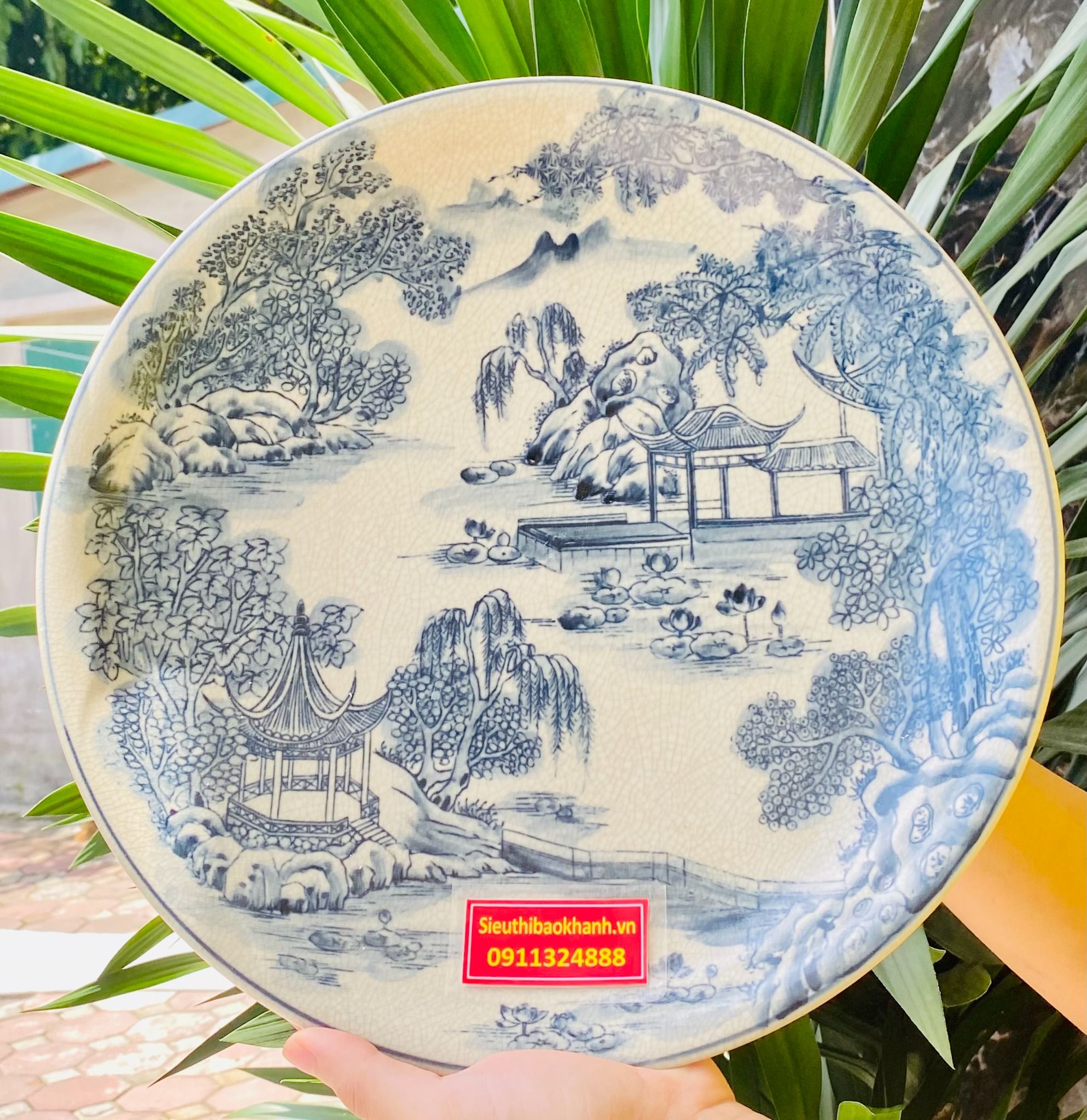Đĩa Cảnh Men Rạn Sơn Thủy
