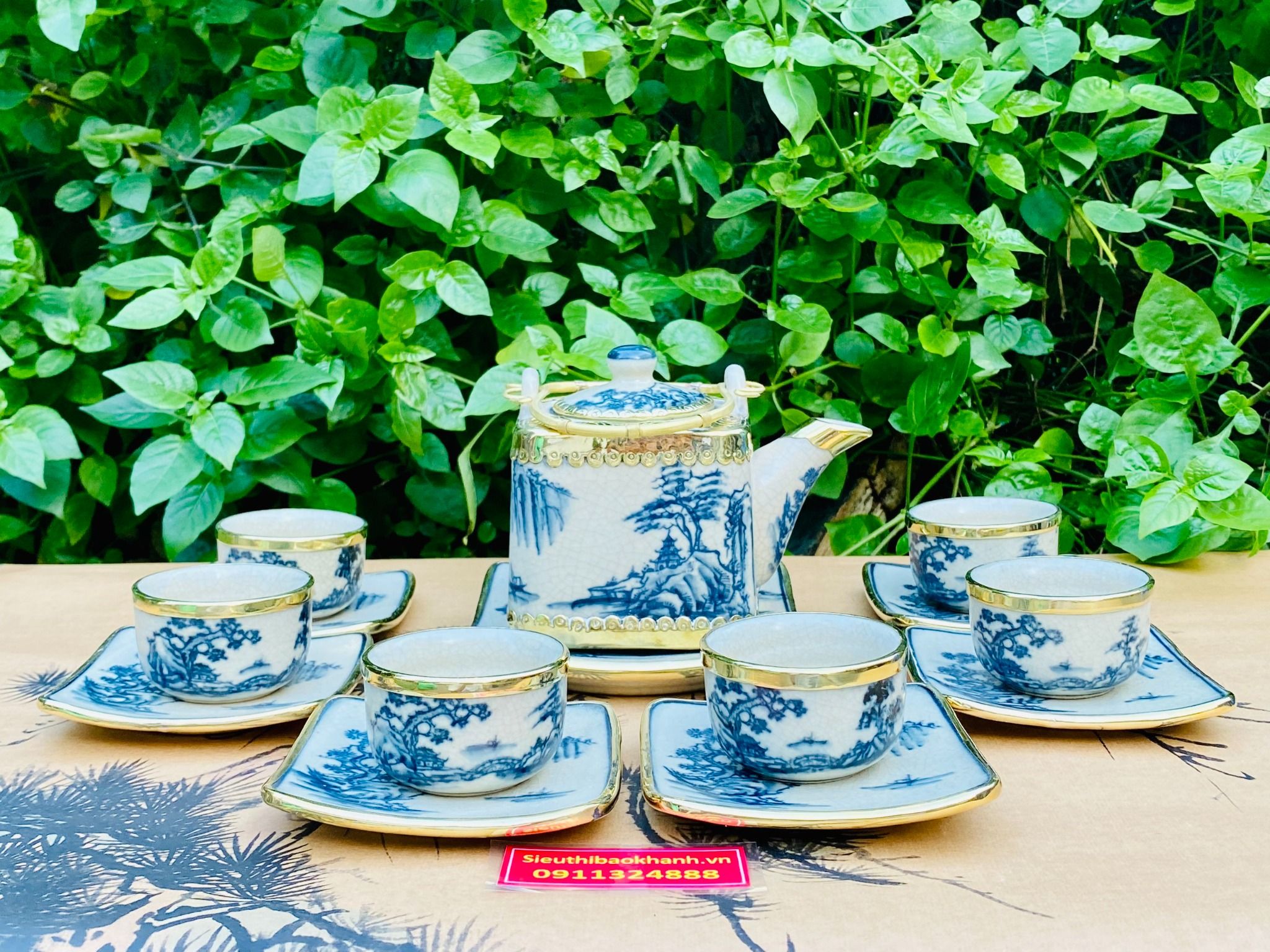Bộ ấm chén gốm sứ men rạn