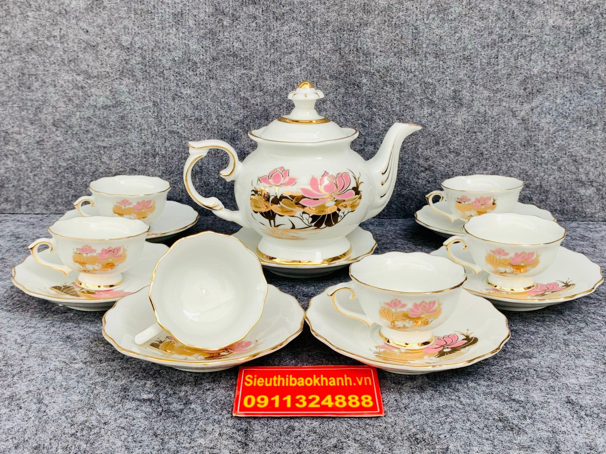 Bộ ấm chén pha trà gốm sứ