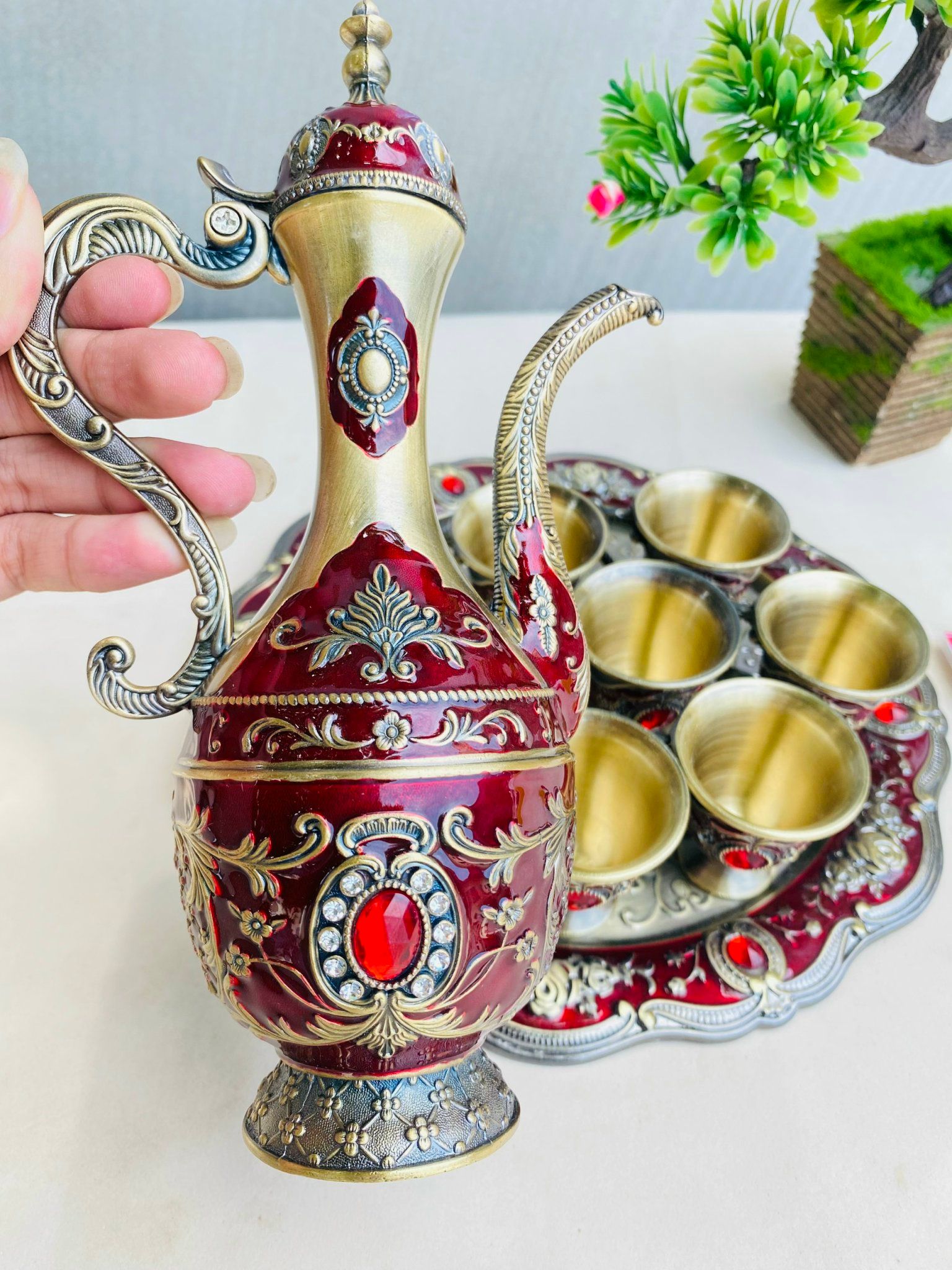 Bộ ly đồng họa tiết cao cấp