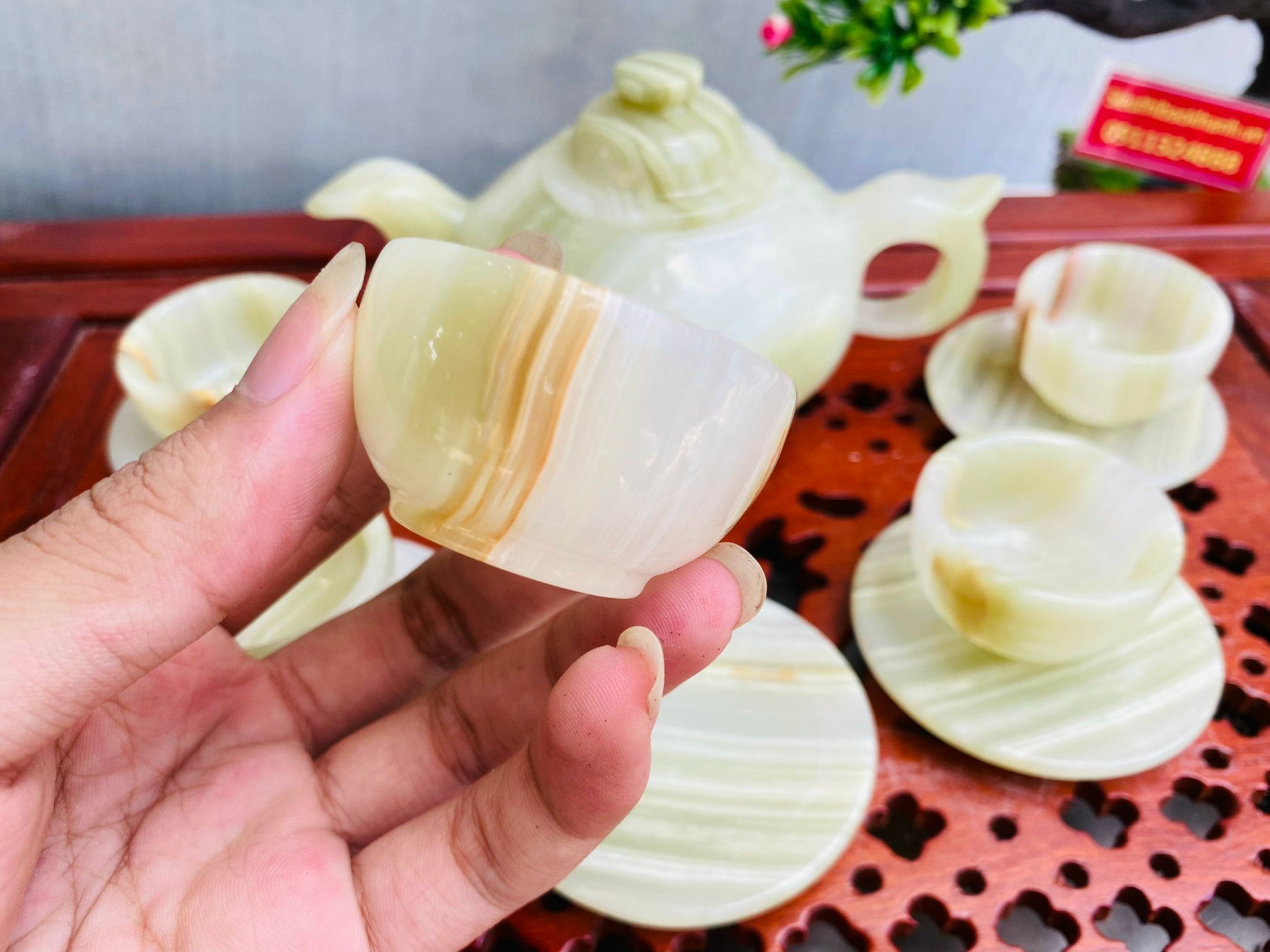 Bộ ấm pha chè bằng đá