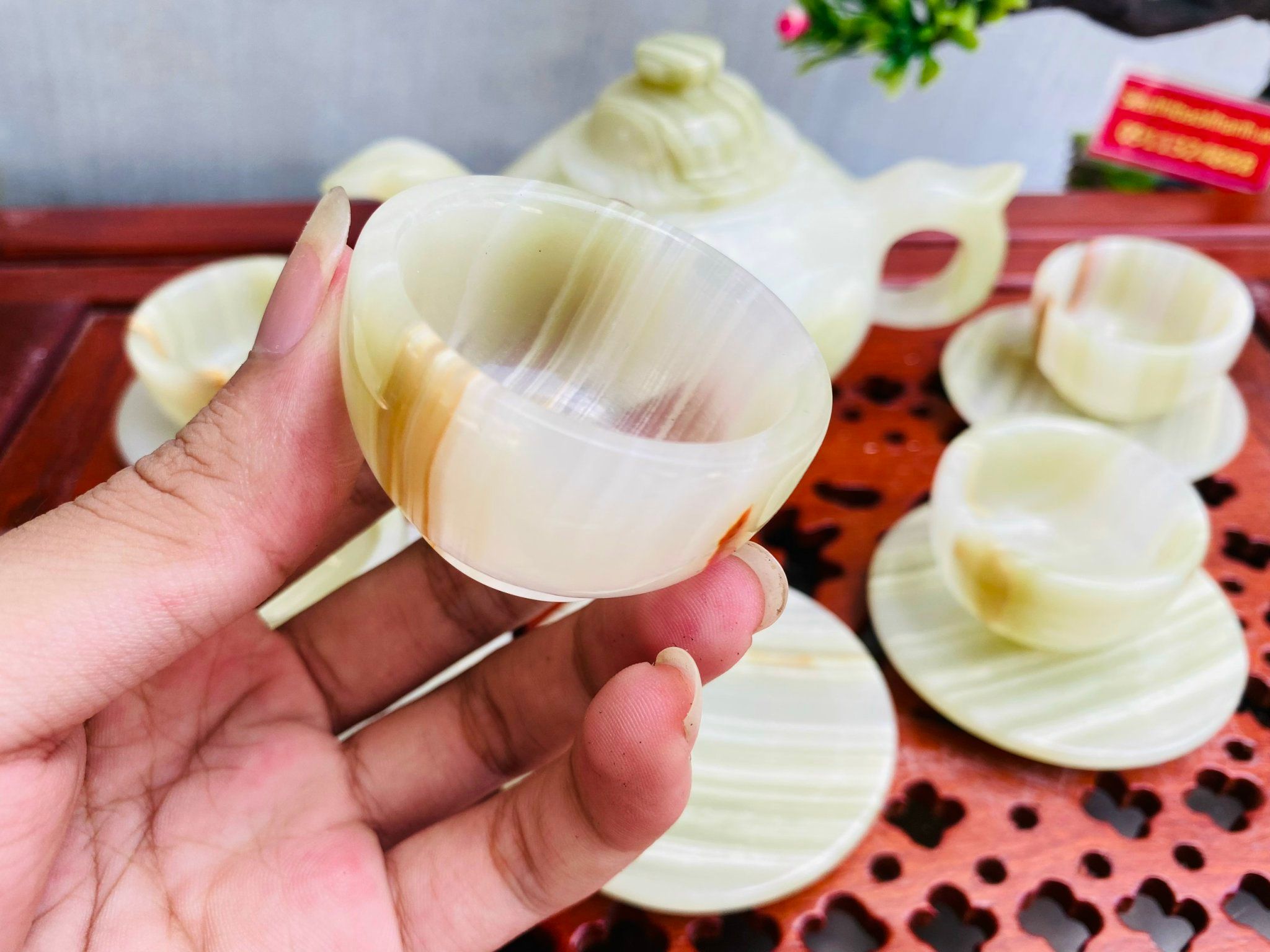 Bộ ấm pha chè bằng đá