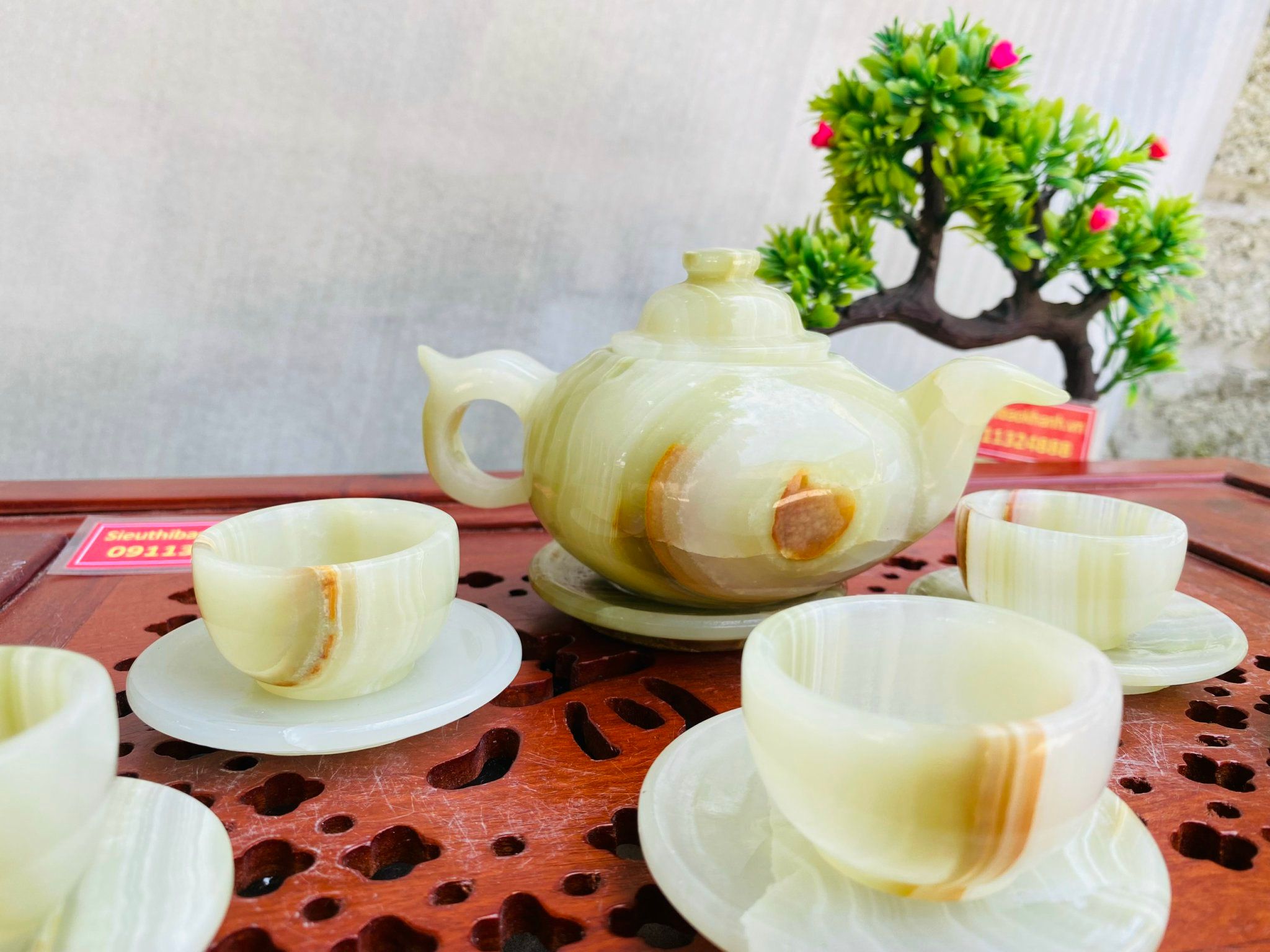 Bộ ấm pha chè bằng đá