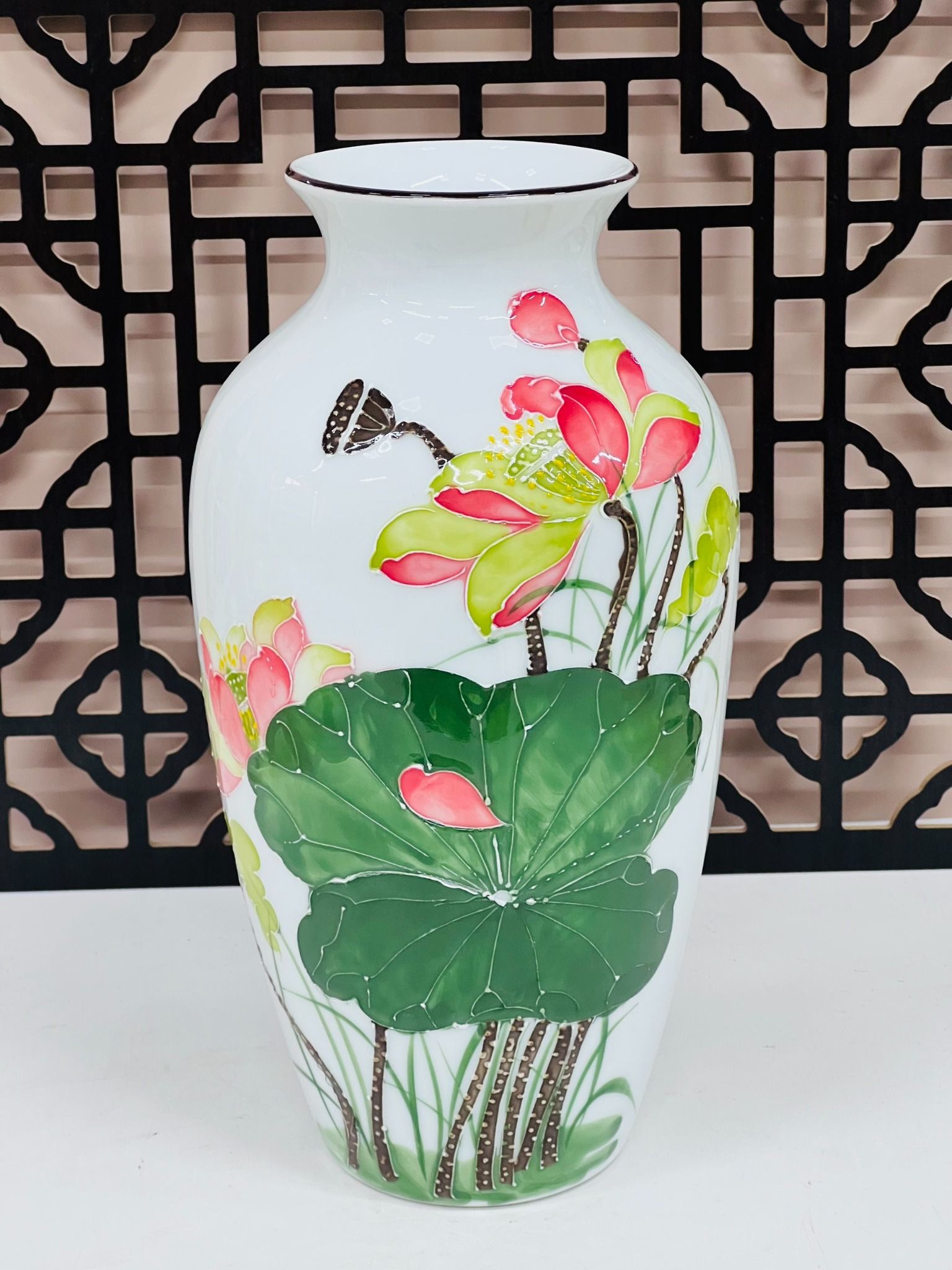 LỌ HOA BÁT TRÀNG VẼ HOA SEN