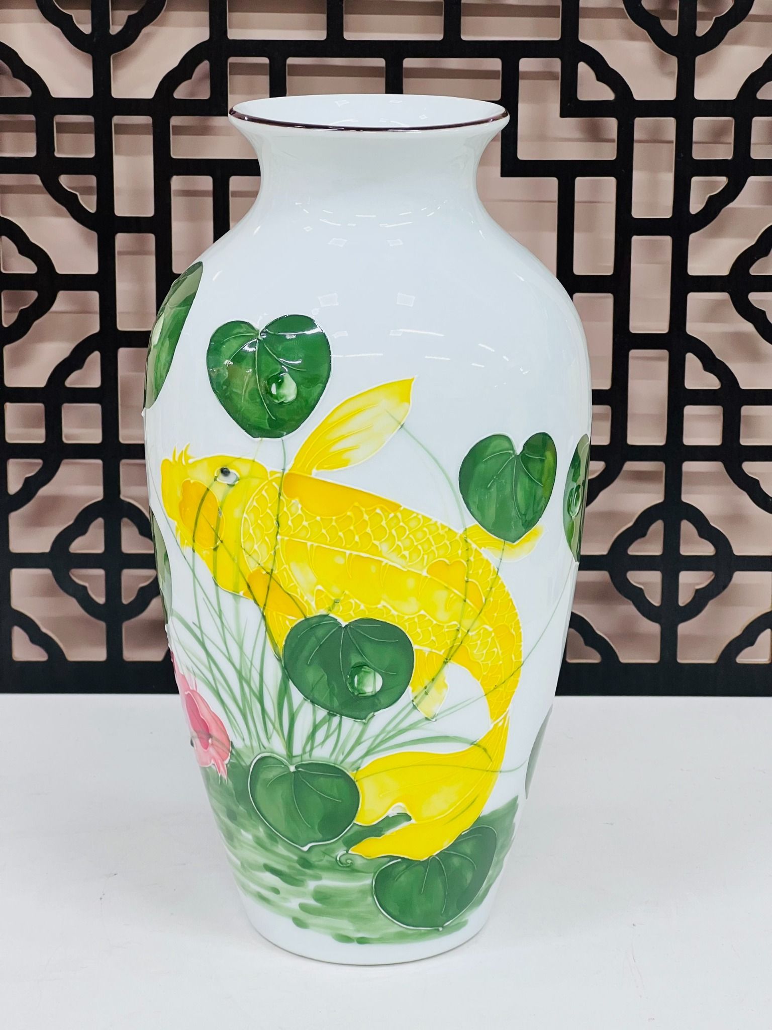 LỌ HOA BÁT TRÀNG VẼ CÁ CHÉP