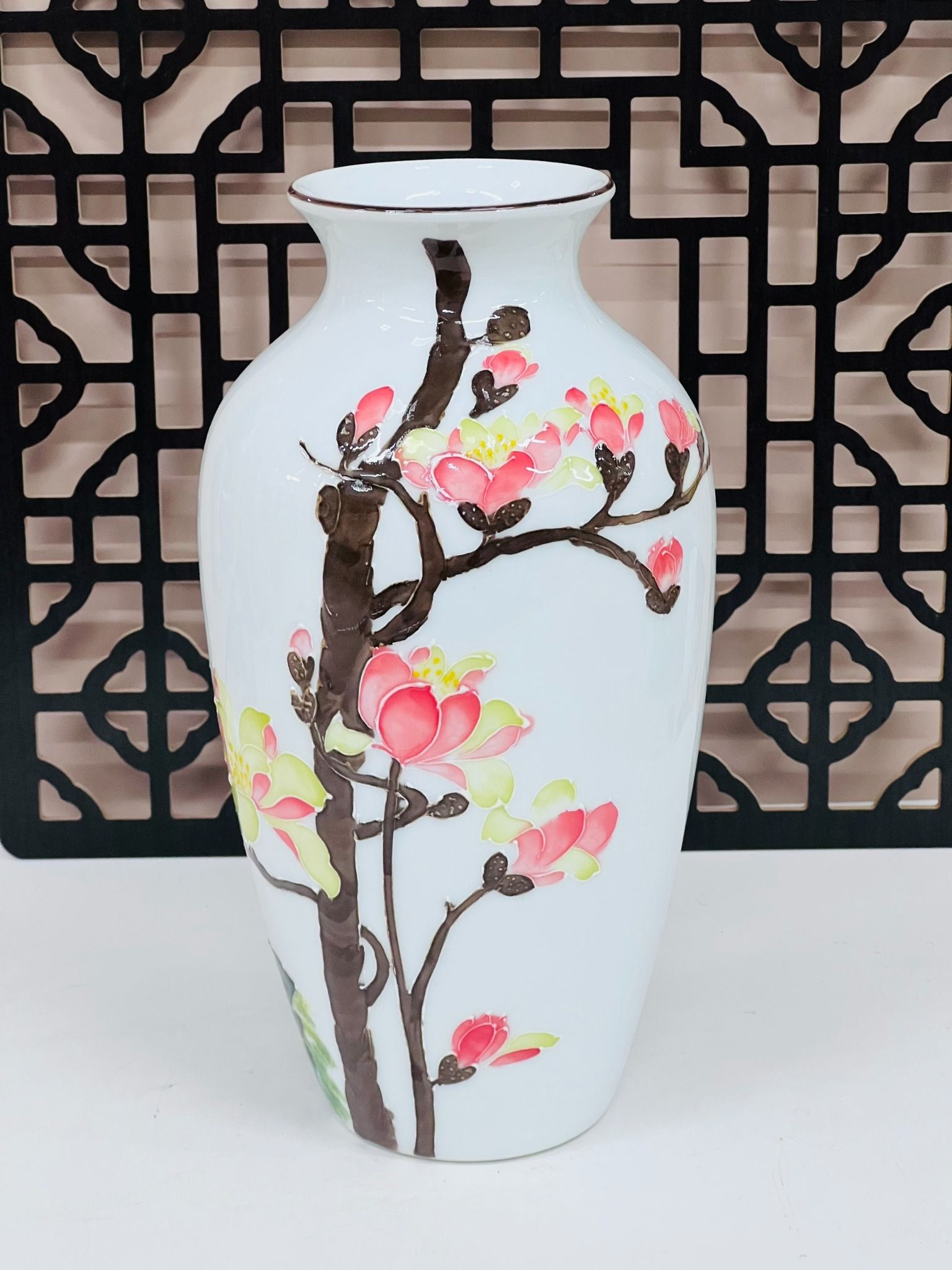 LỌ HOA BÁT TRÀNG VẼ HOA ĐÀO