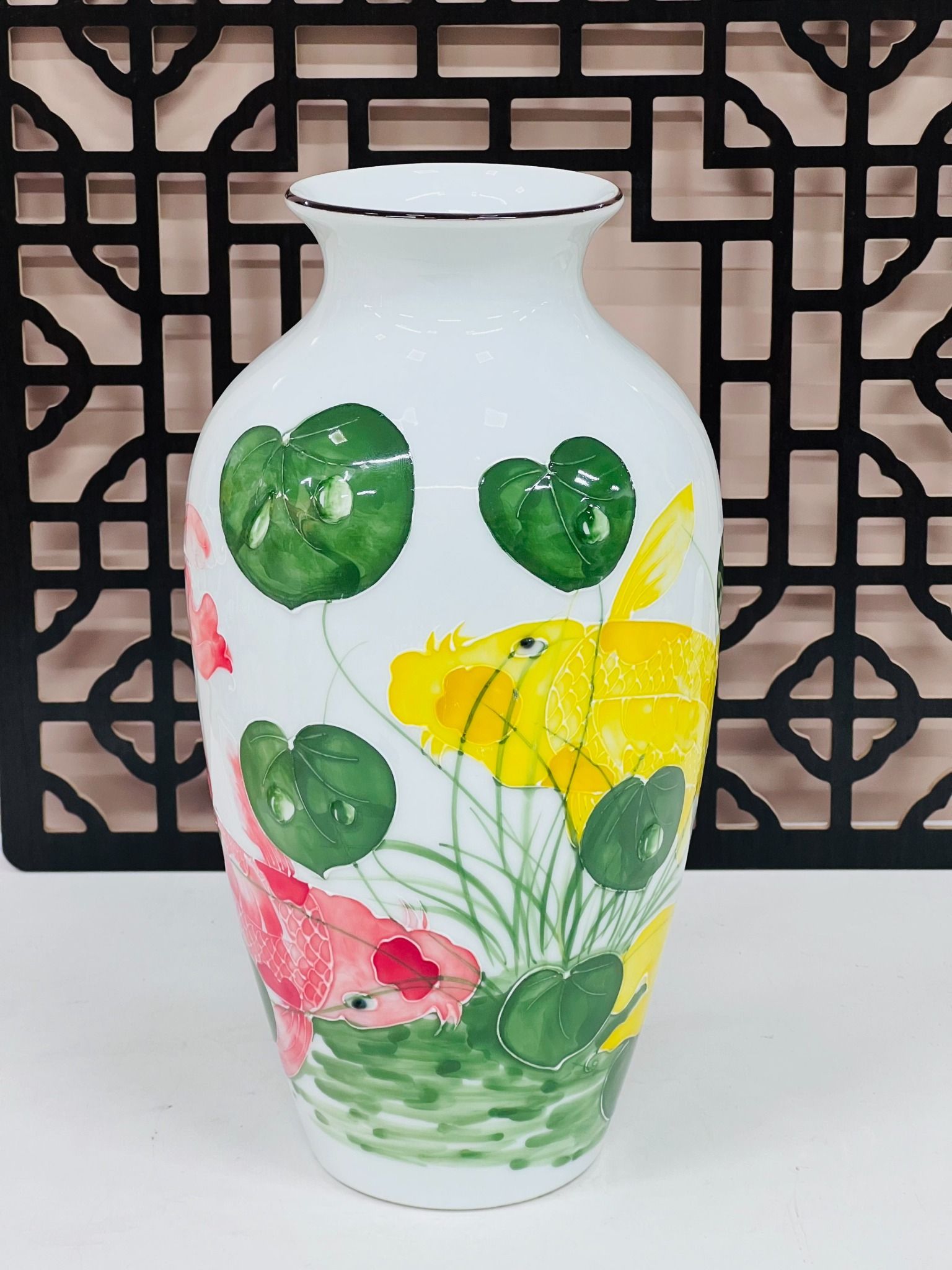 LỌ HOA BÁT TRÀNG VẼ CÁ CHÉP