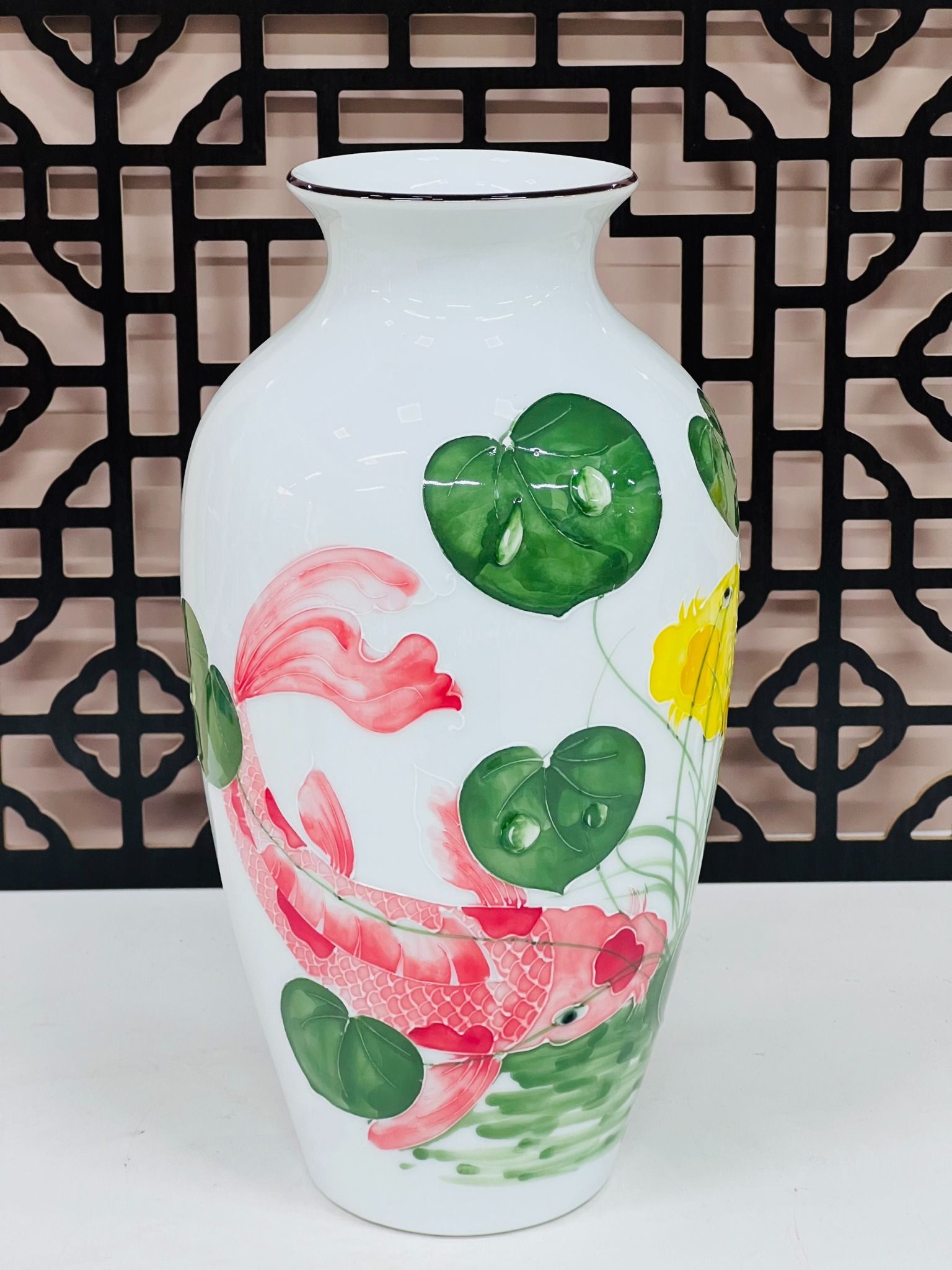 LỌ HOA BÁT TRÀNG VẼ CÁ CHÉP