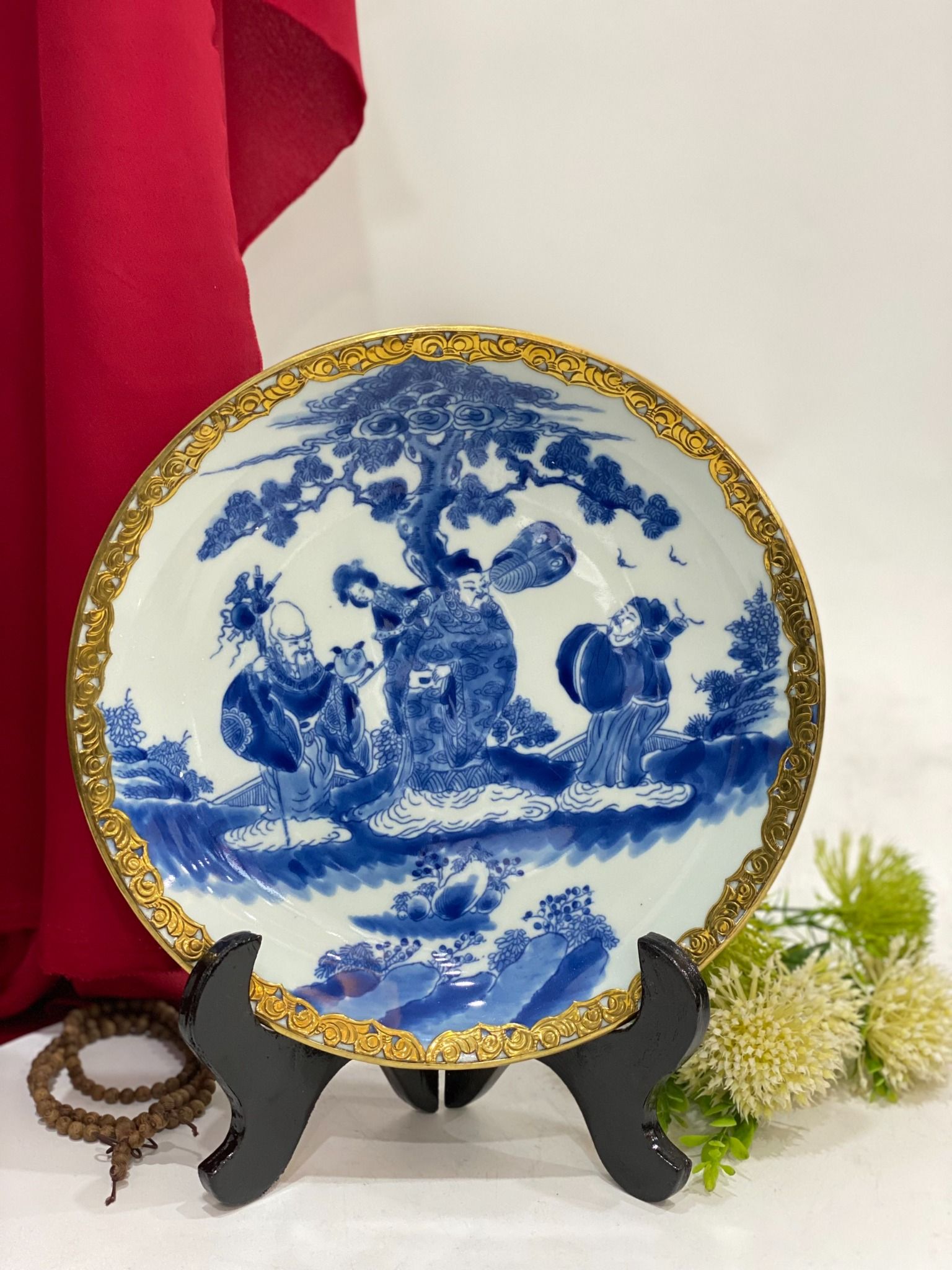 ĐĨA MEN TRÀM VẼ HOẠ TIẾT PHI 26CM