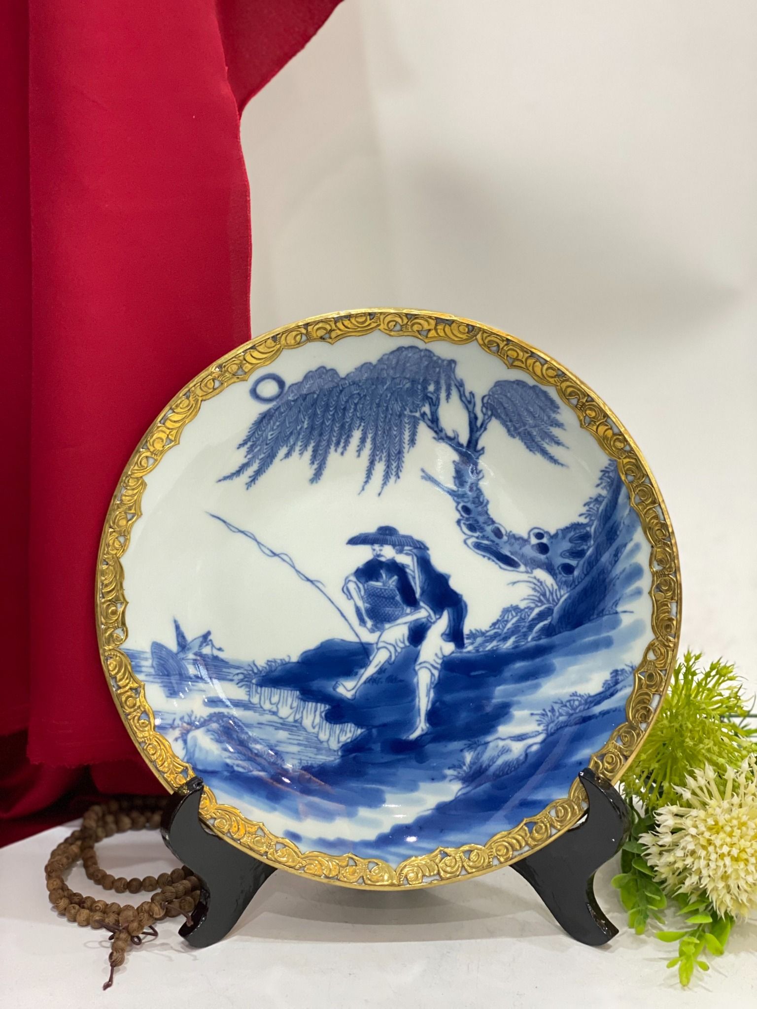 ĐĨA MEN TRÀM VẼ HOẠ TIẾT PHI 22CM