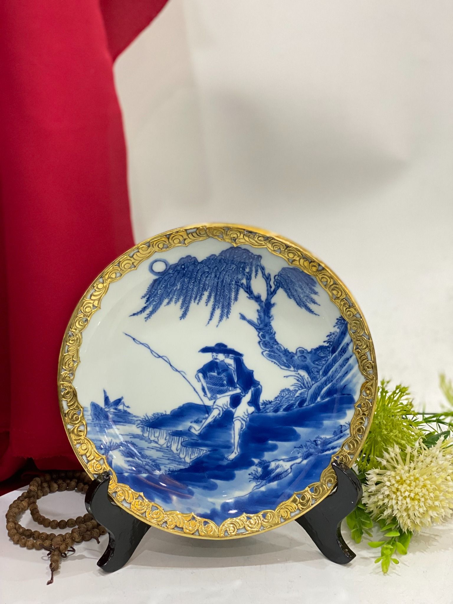 ĐĨA MEN TRÀM VẼ HOẠ TIẾT PHI 20CM