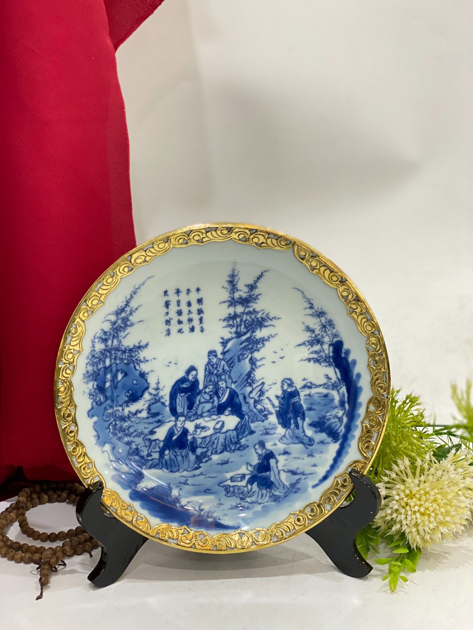 ĐĨA MEN TRÀM VẼ HOẠ TIẾT PHI 20CM